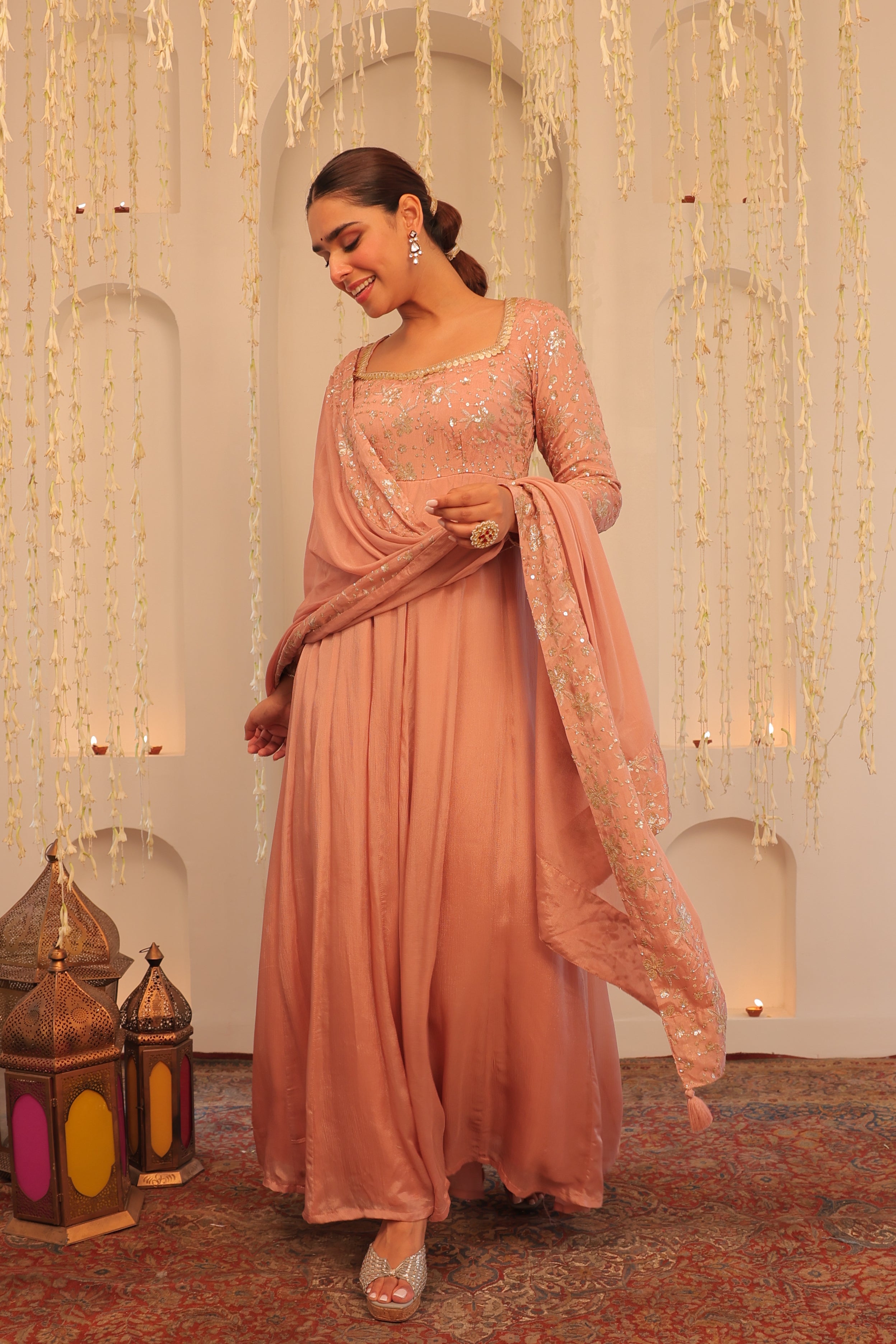 Alaya Mehfil Blush Pink Anarkali Set