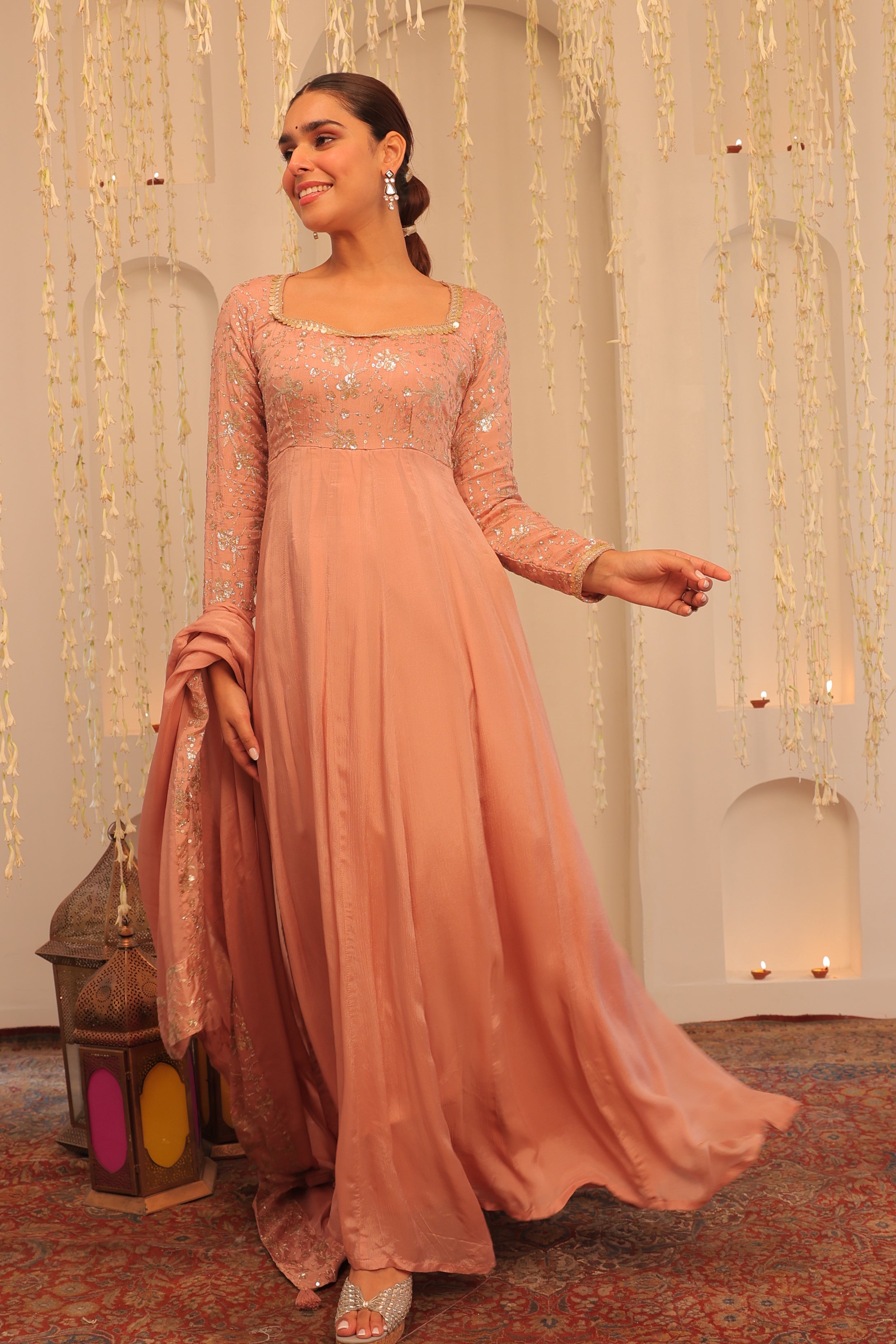 Alaya Mehfil Blush Pink Anarkali Set