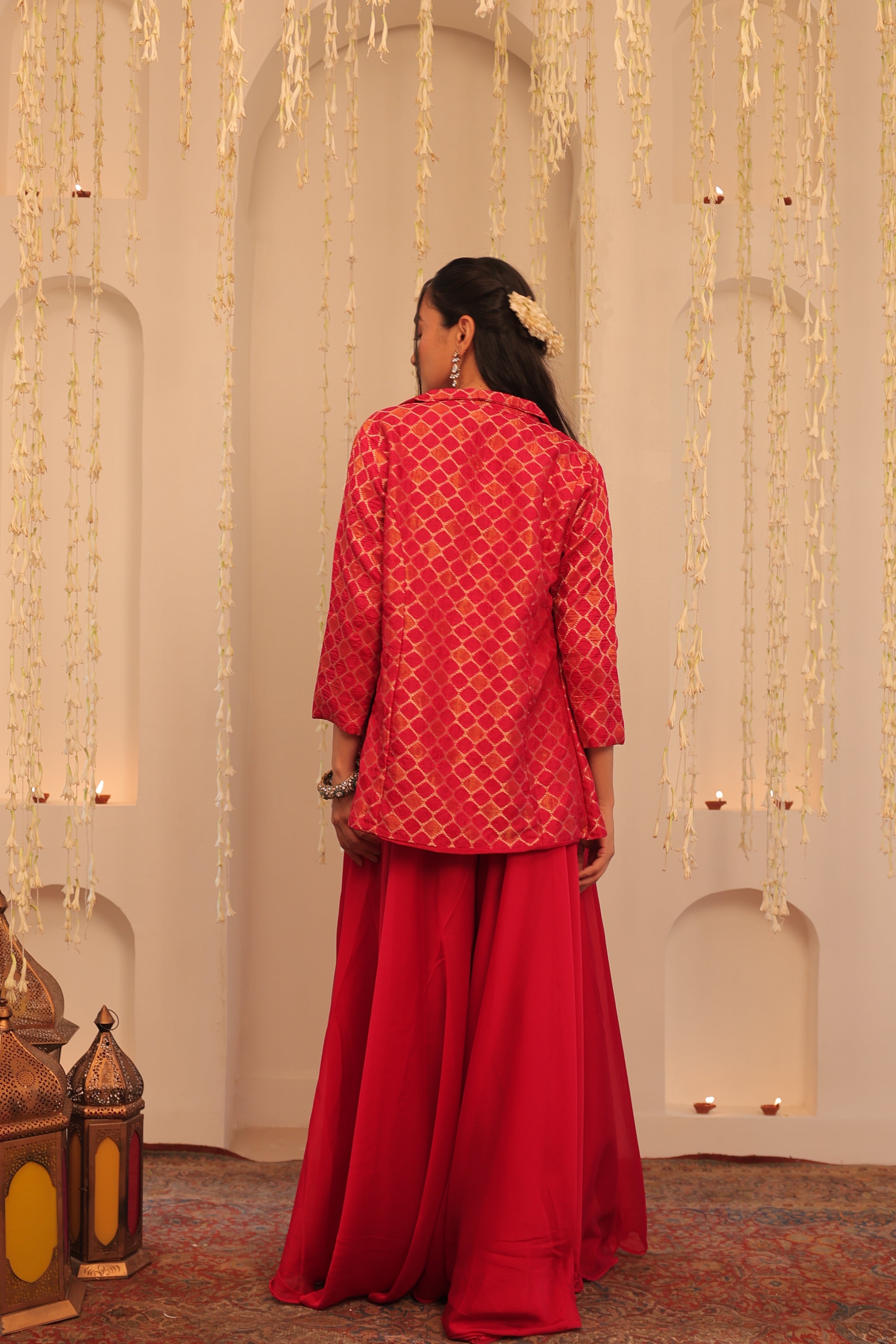 Alaya Mehfil Hot Pink Jacket Gharara Set