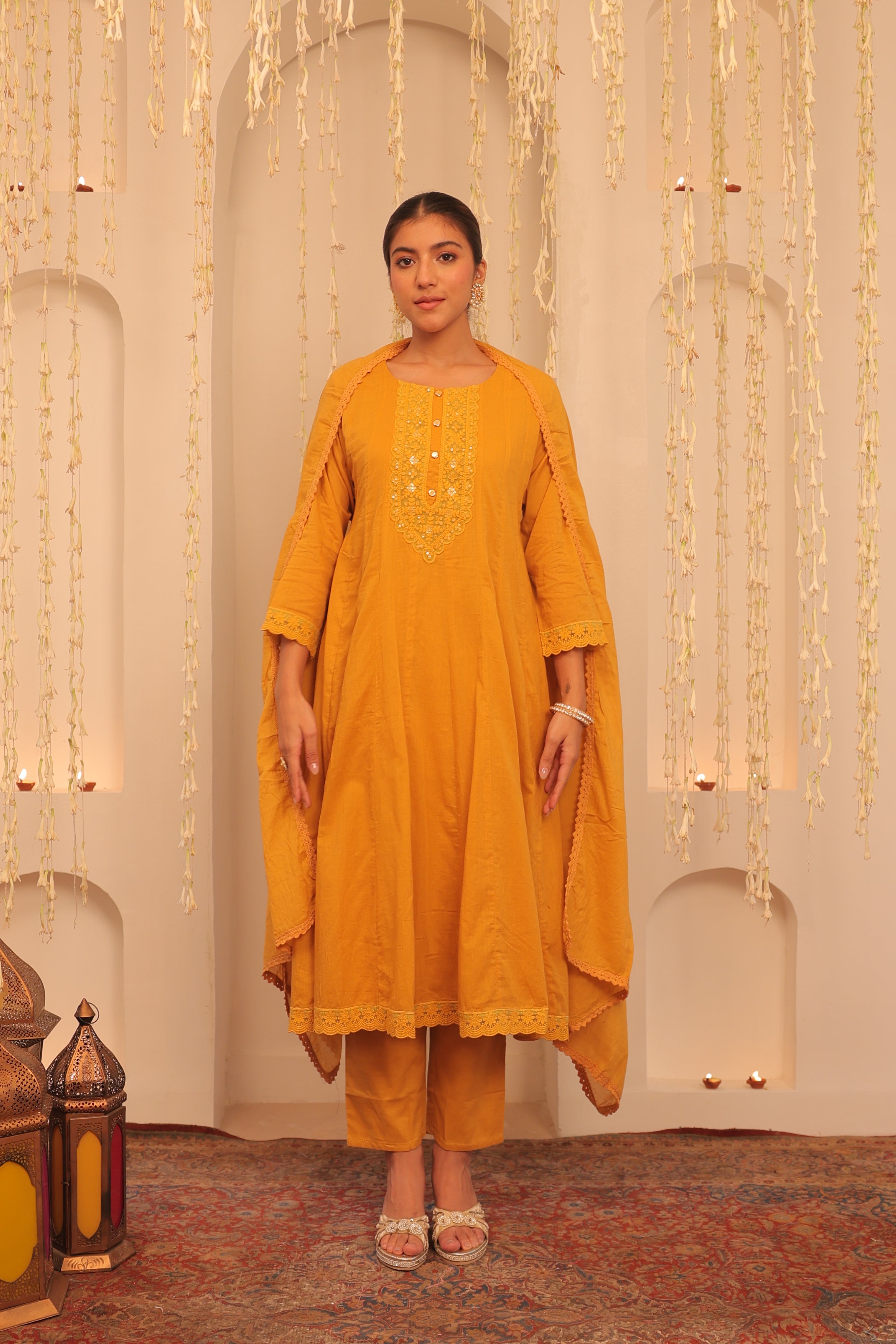 Alaya Mehfil Mustard Yellow Anarkali Set