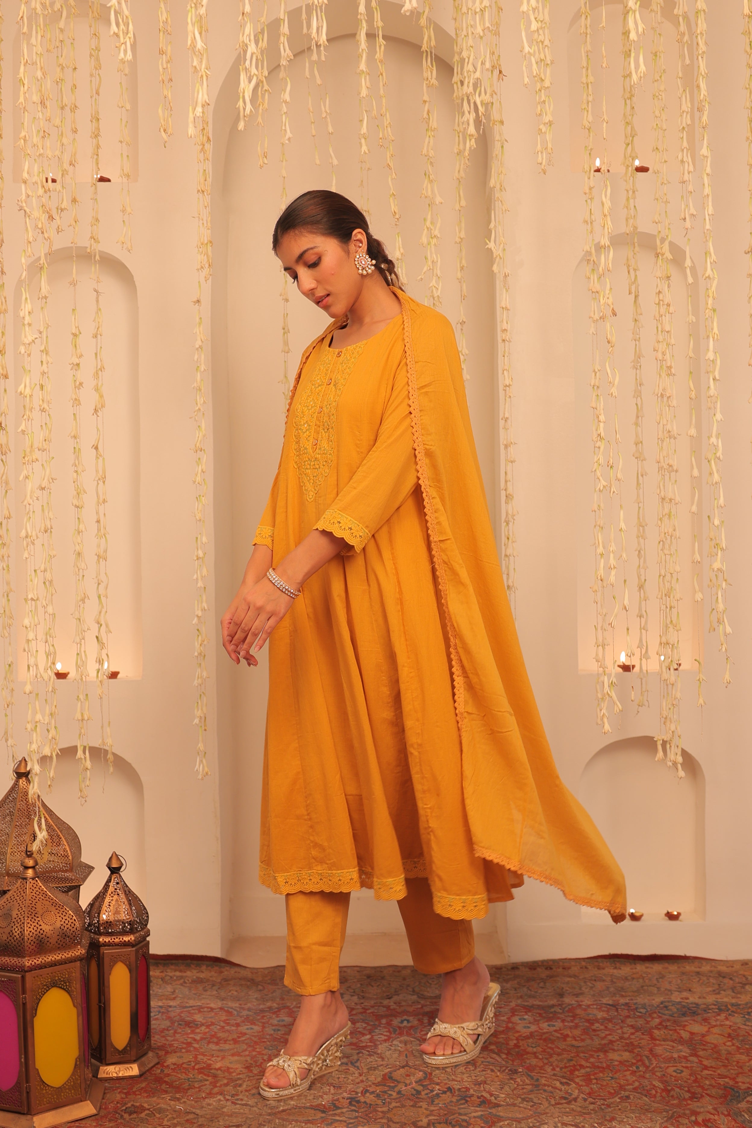 Alaya Mehfil Mustard Yellow Anarkali Set