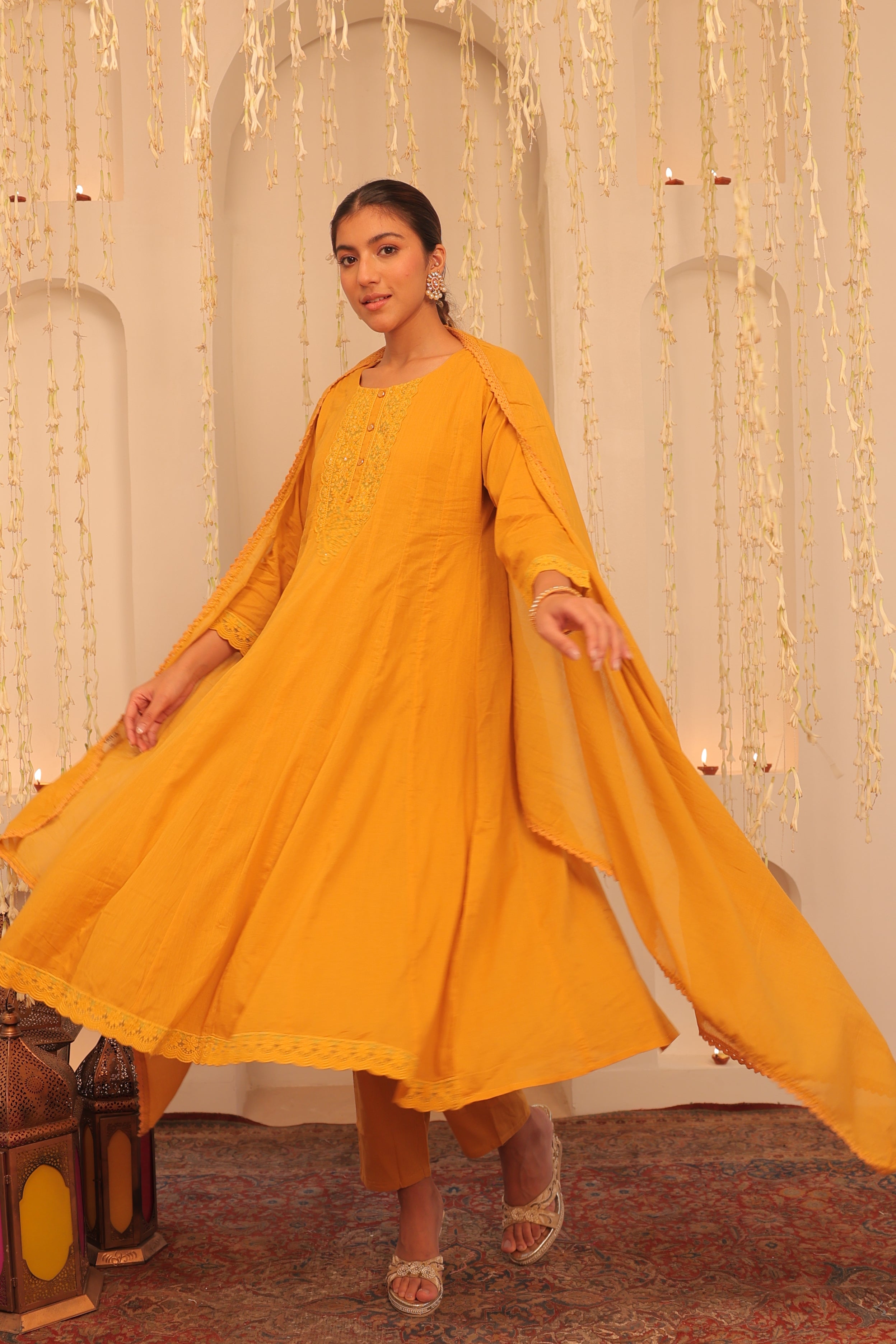 Alaya Mehfil Mustard Yellow Anarkali Set