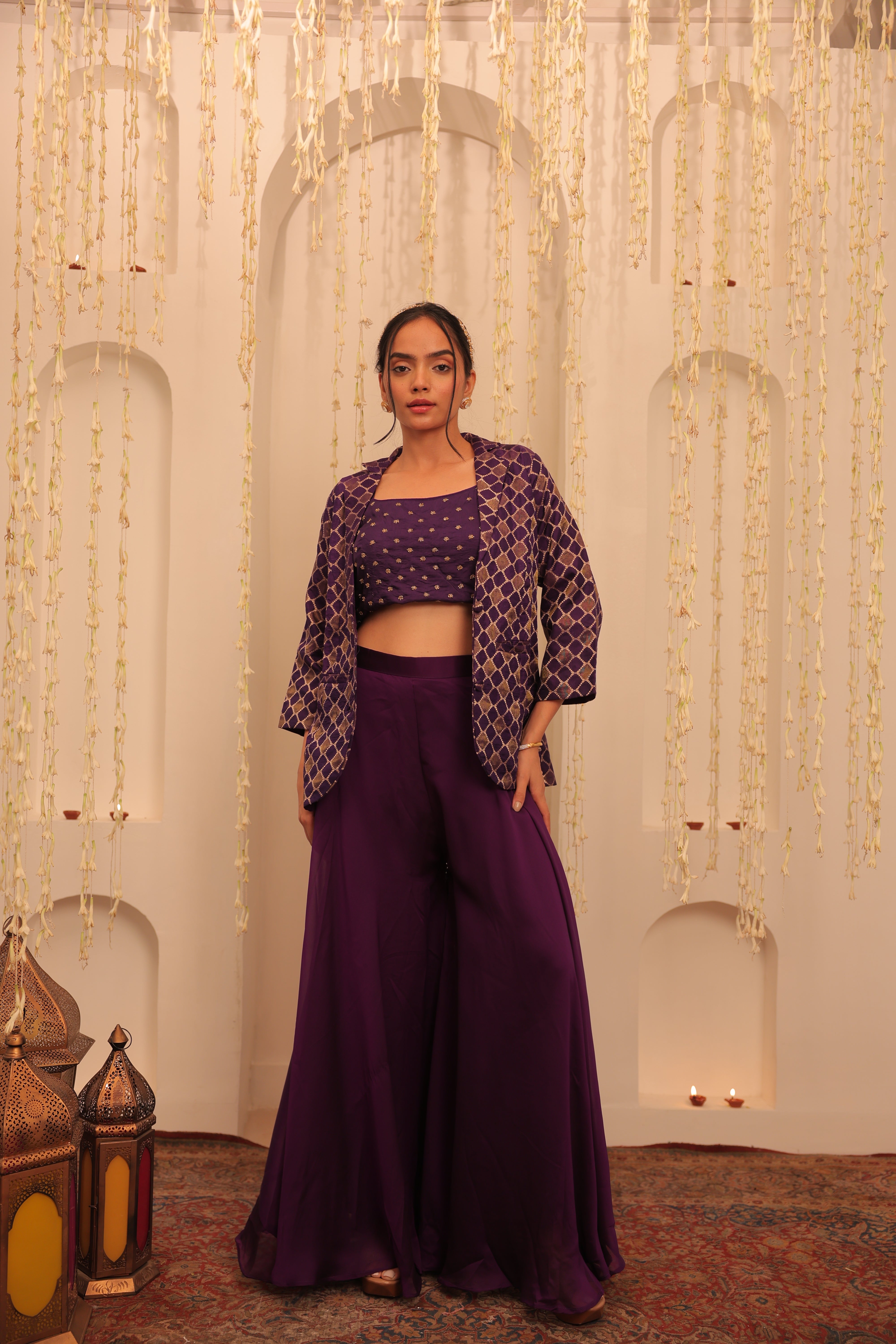 Alaya Mehfil Midnight Purple Jacket Gharara Set