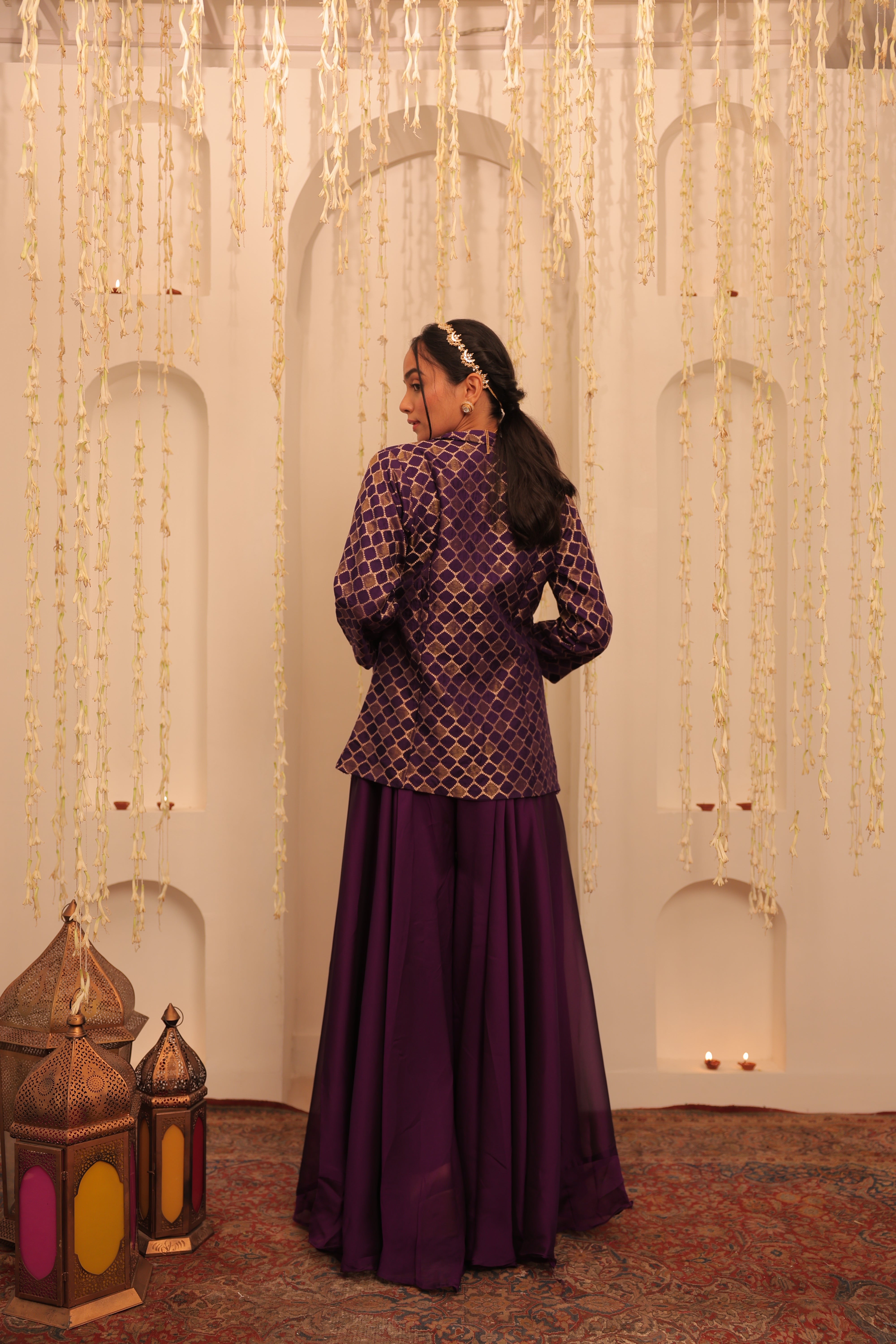 Alaya Mehfil Midnight Purple Jacket Gharara Set