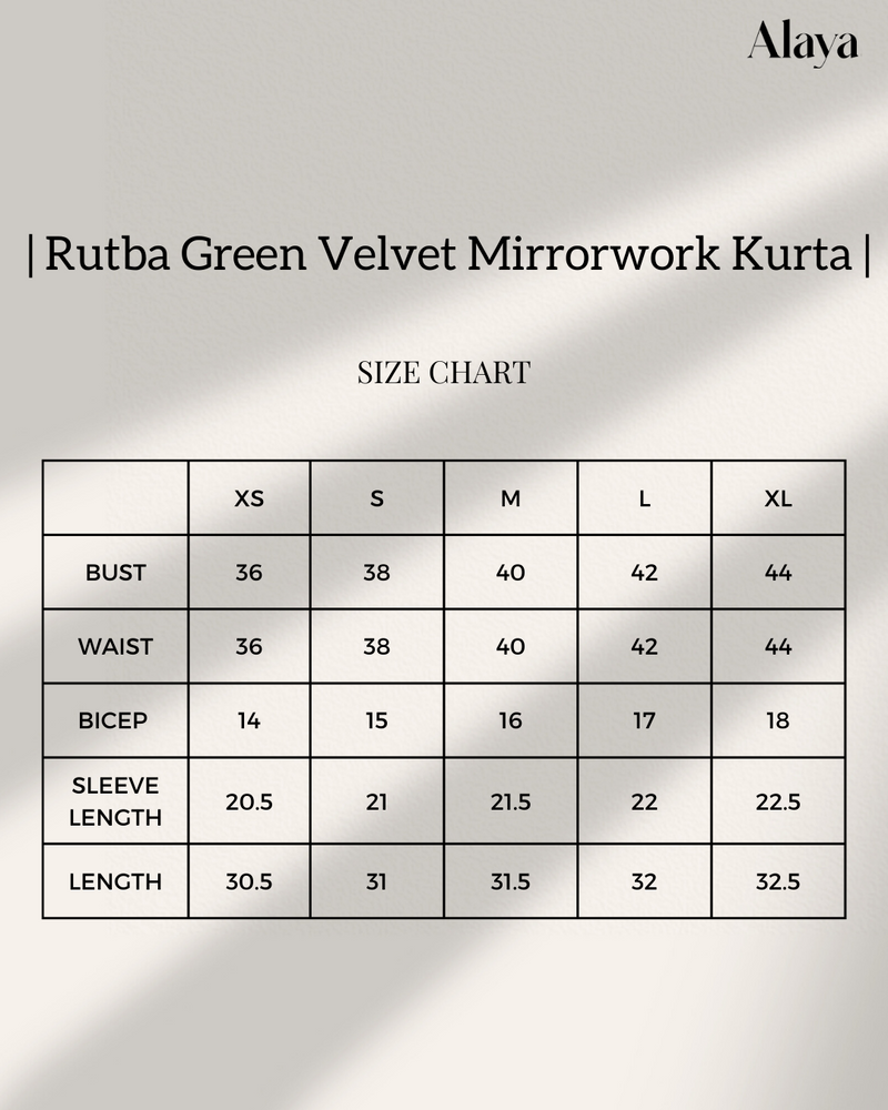 Rutba Green Velvet Mirrorwork Kurta