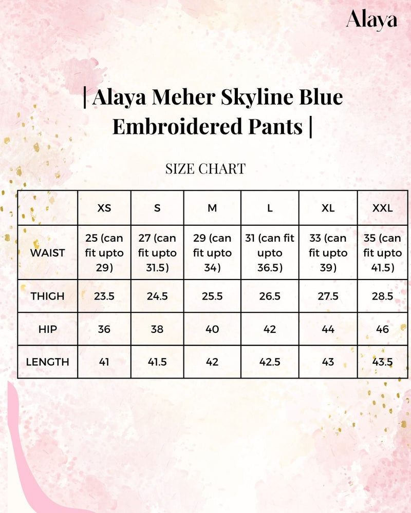 Alaya Meher Skyline Blue Embroidered Boss Babe Pants