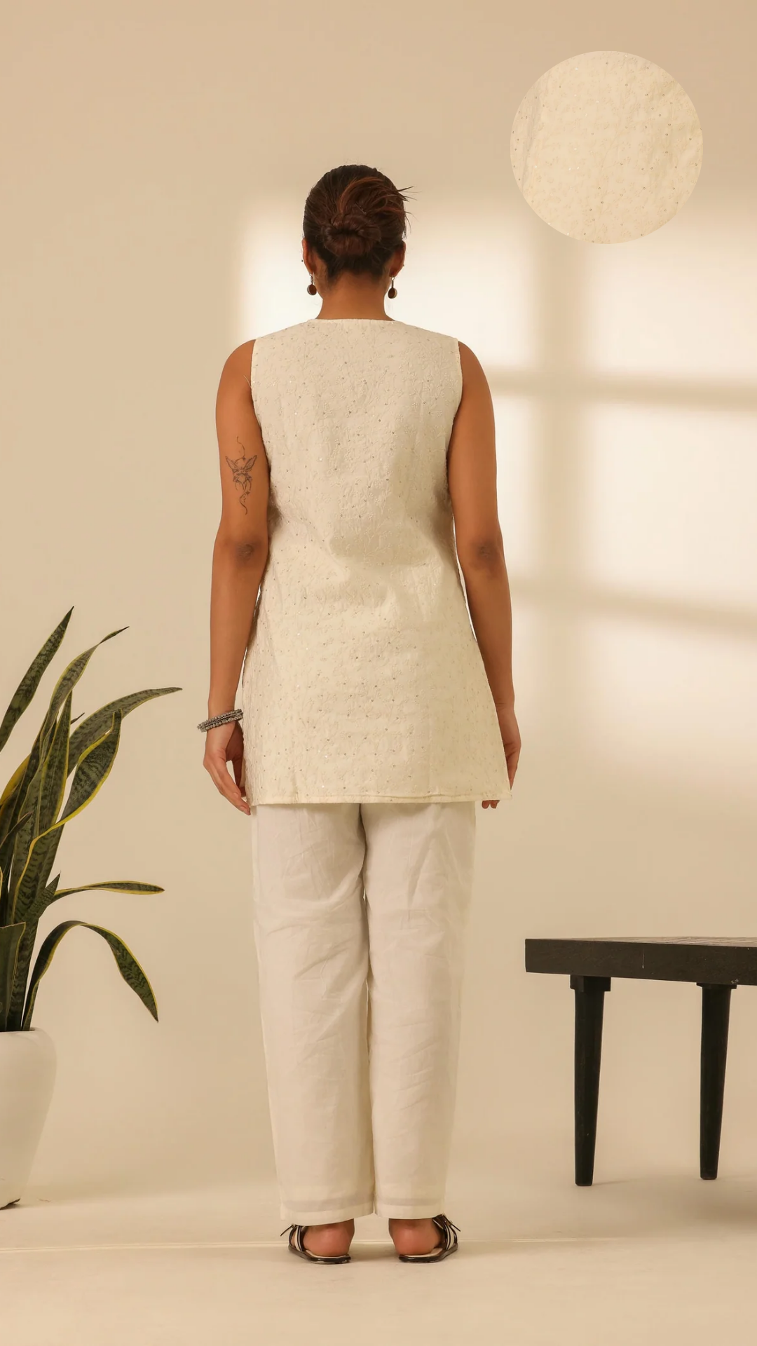 Rangrez Moonlight White Embroidered Short Kurta Set