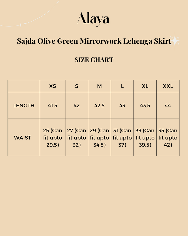 Sajda Olive Green Mirrorwork Lehenga Skirt