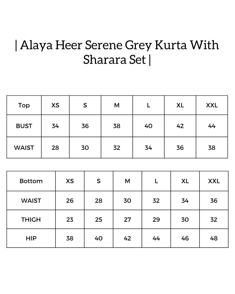 Alaya Heer Serene Grey Kurta With Sharara Set