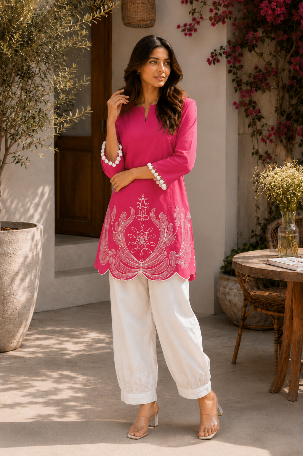 Alaya Select Rose Botanical Embroidered Kurta