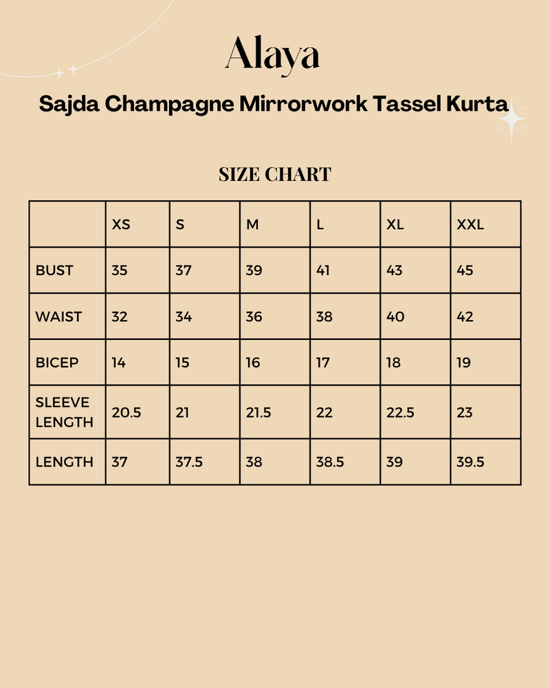 Sajda Champagne Mirrorwork Tassel Kurta