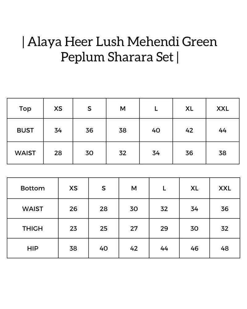 Alaya Heer Lush Mehendi Green Peplum Sharara Set