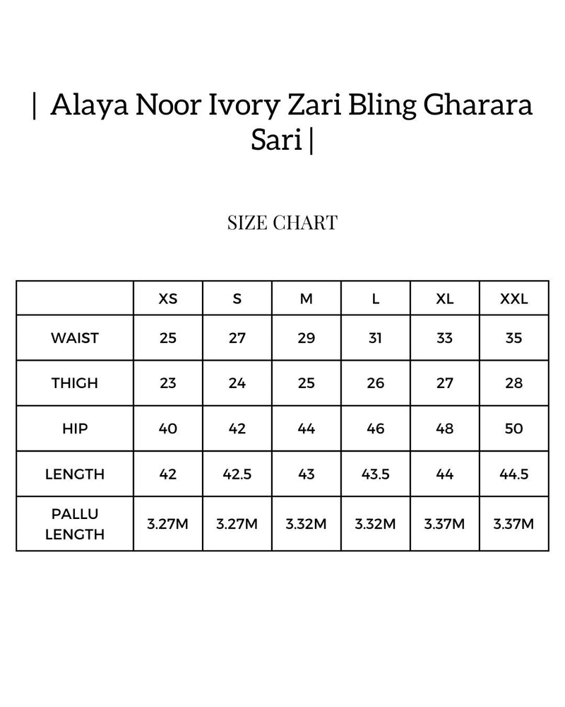 Alaya Noor Ivory Zari Bling Gharara Sari Set
