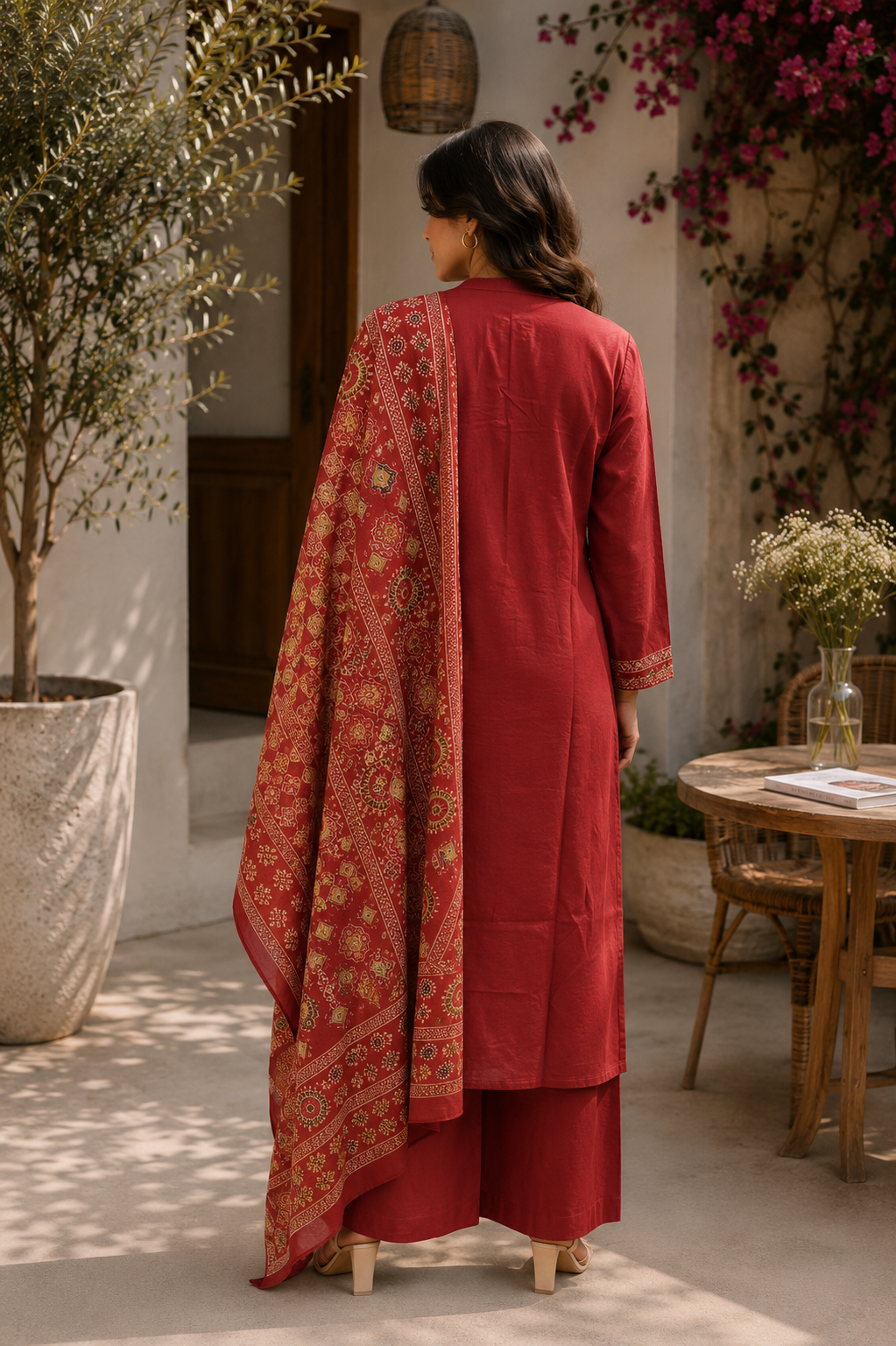 Alaya Select Crimson Ajrakh Kurta Set