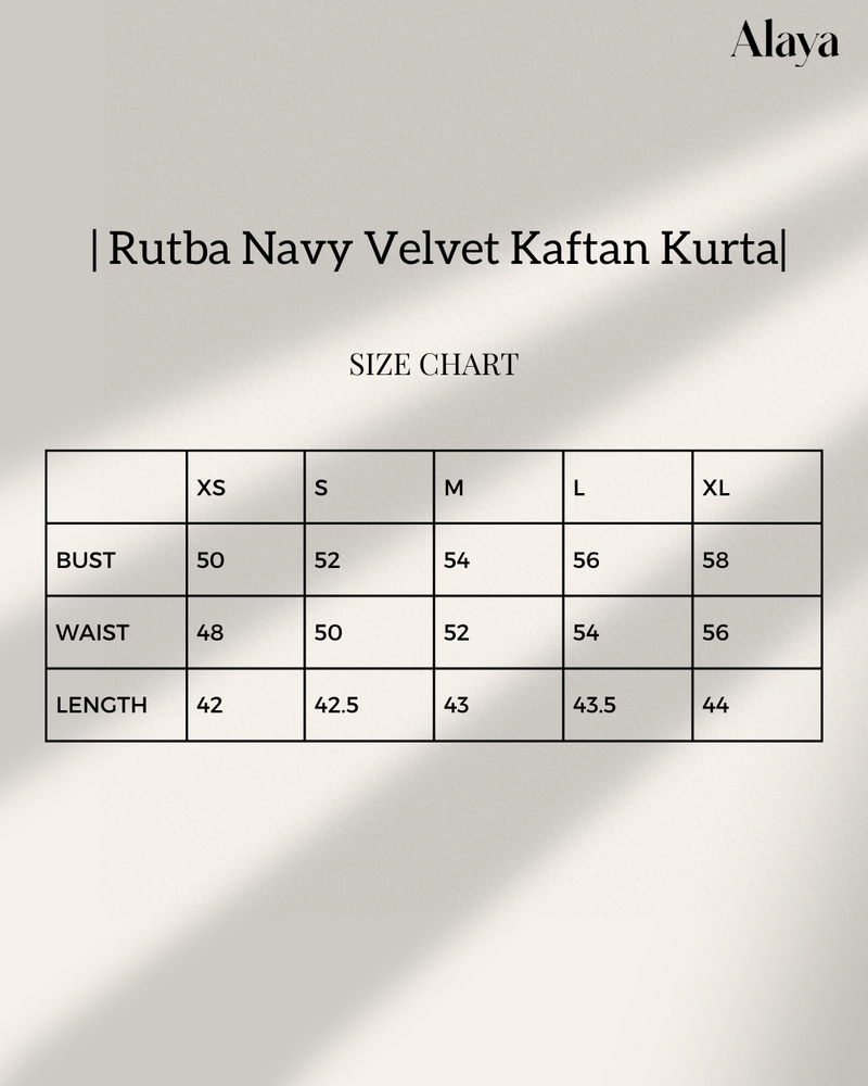 Rutba Navy velvet Kaftan Kurta with Tulip Pants