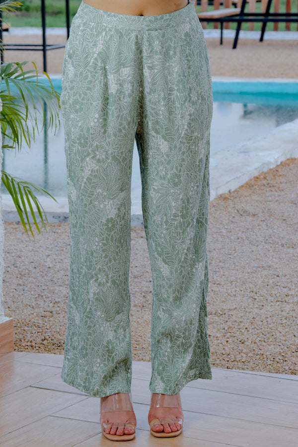 Verona Green Printed Pants