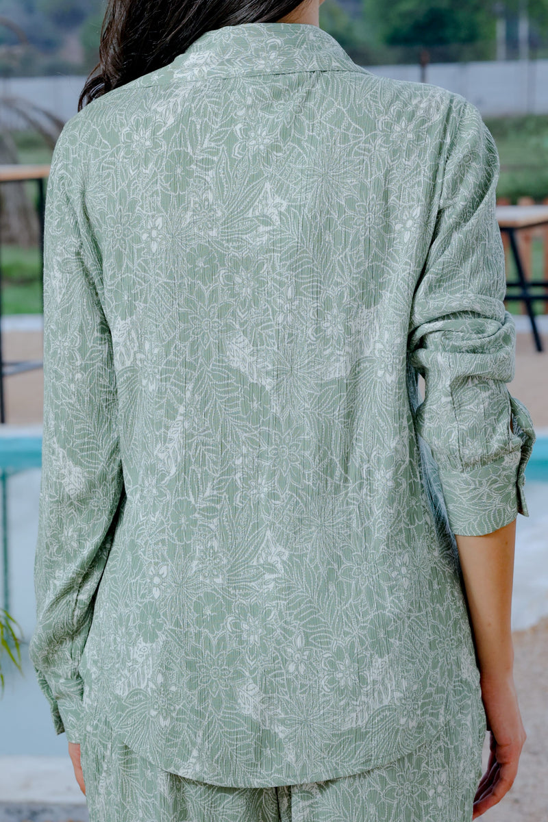 Verona Green Printed Shirt Set