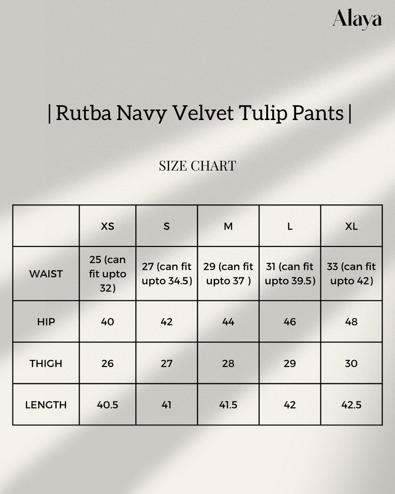 Rutba Navy Velvet Tulip Pants