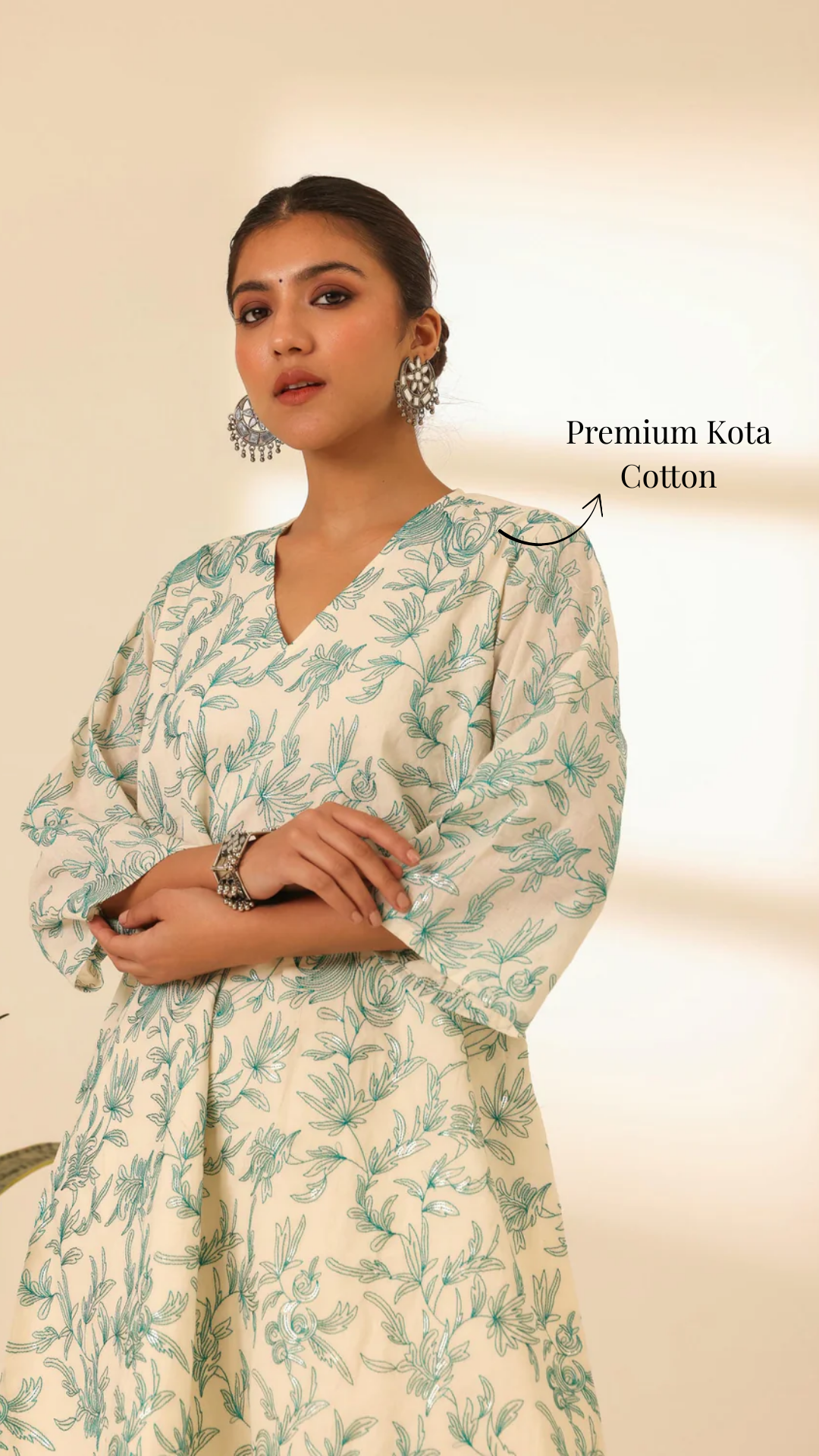Rangrez Mint Glow A Line Embroidered Kurta Set