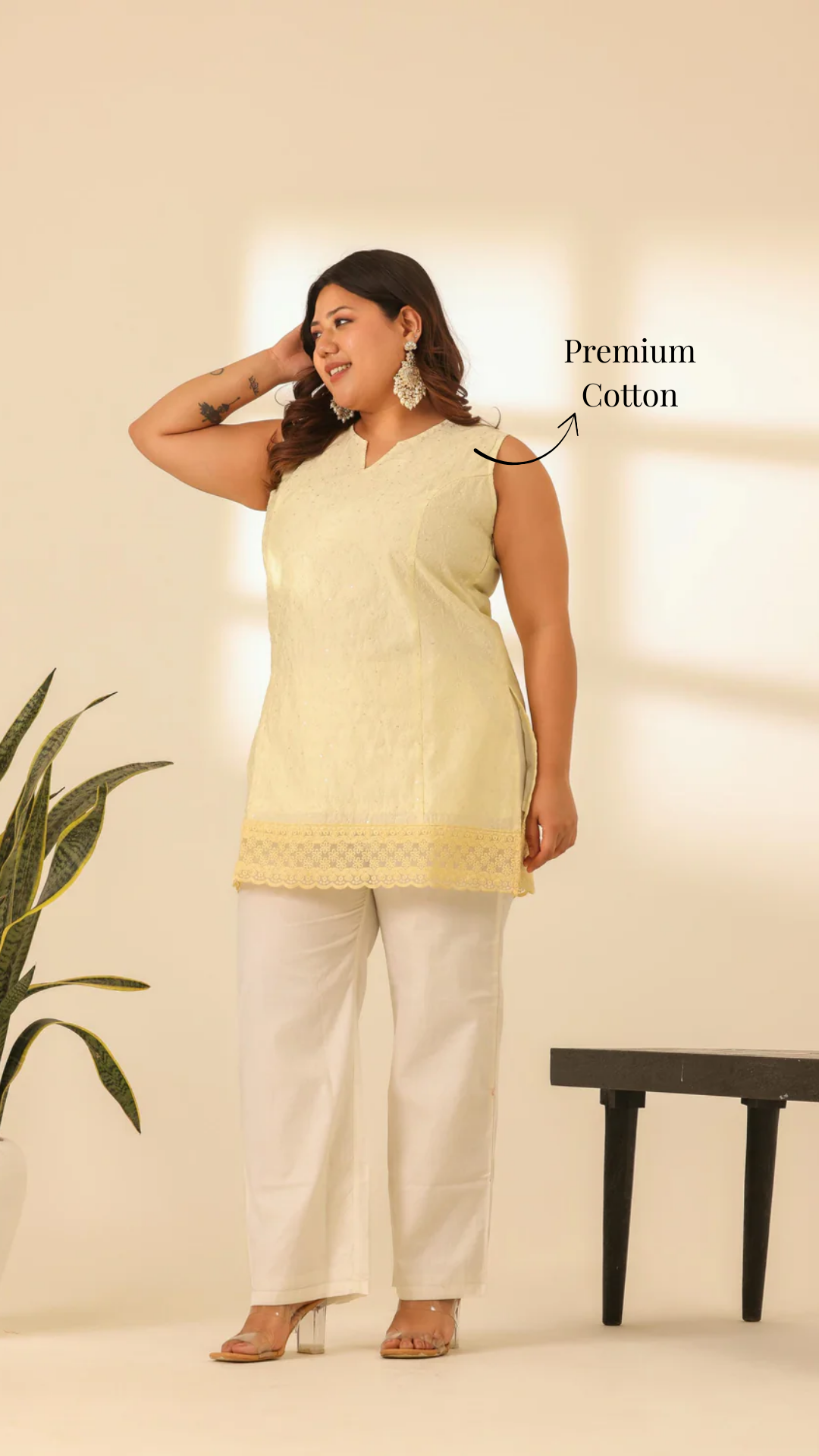 Rangrez Butter Yellow Embroidered Short Kurta Set