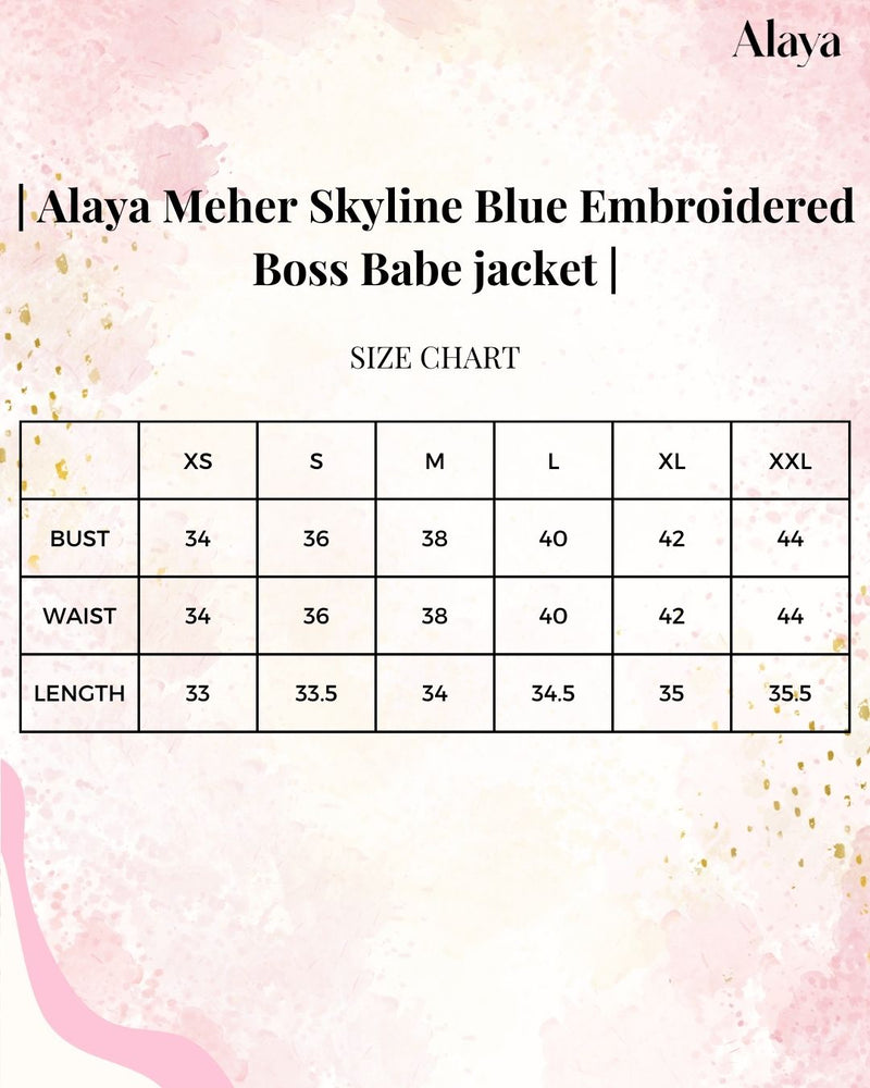 Alaya Meher Skyline Blue Embroidered Boss Babe Jacket