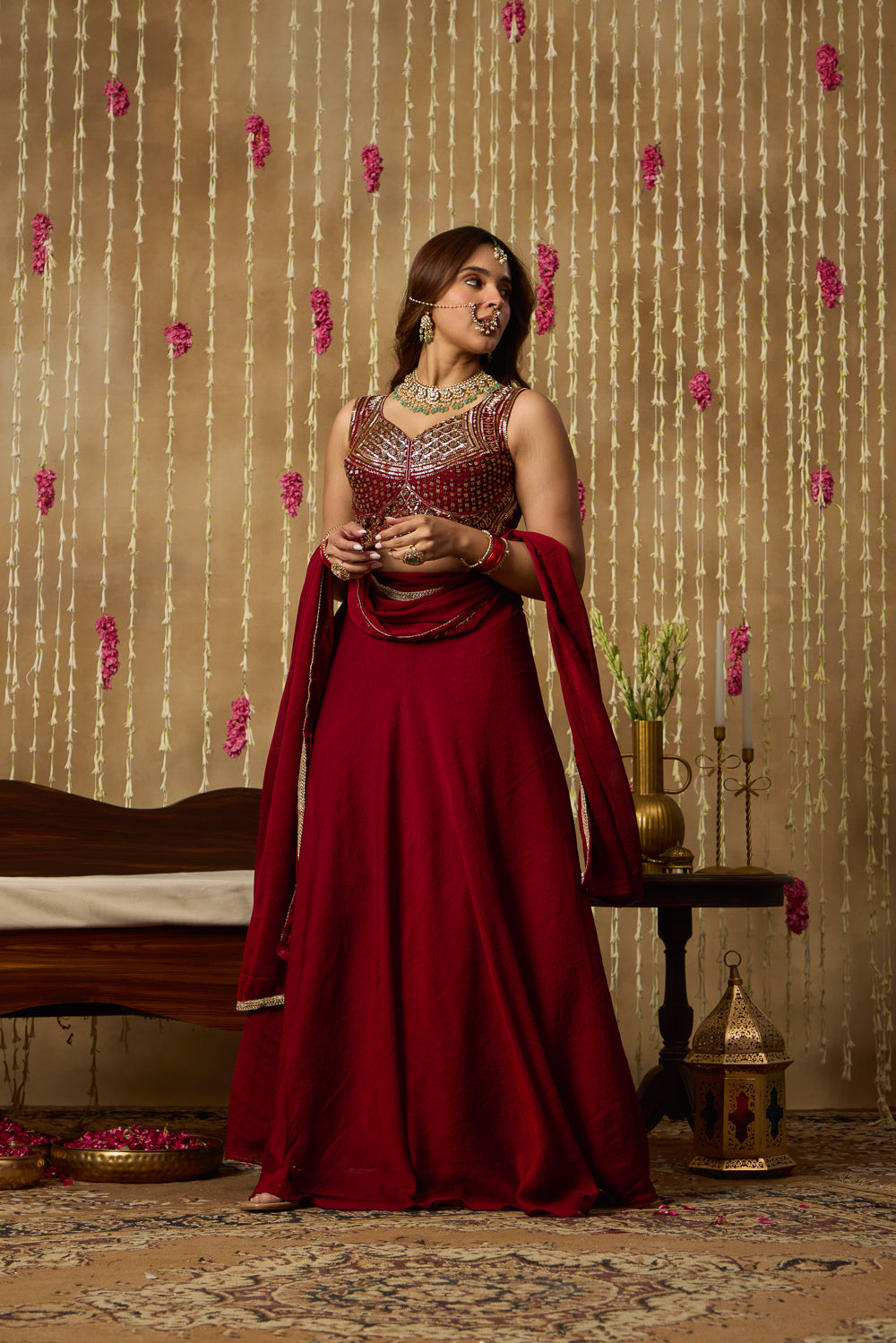 Jhoom Ruby Sequin Embroidered Lehenga Set