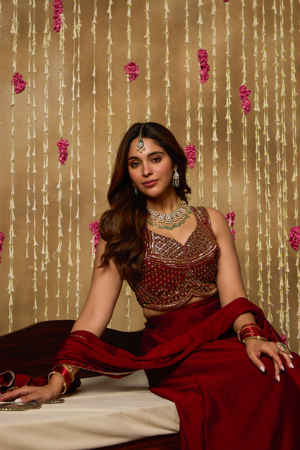 Jhoom Ruby Sequin Embroidered Lehenga Set