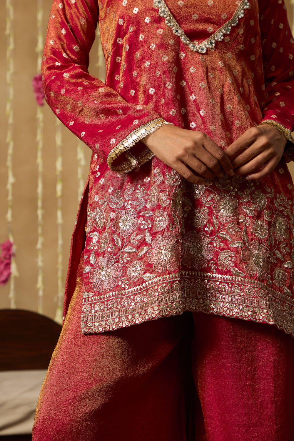 Jhoom Rustic Red Brocade Set