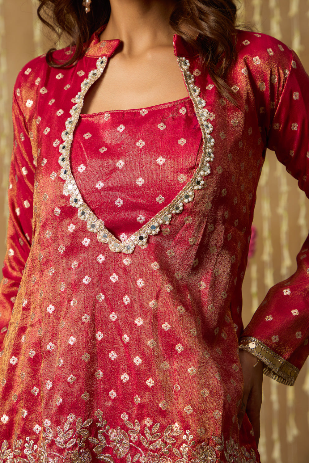 Jhoom Rustic Red Brocade Set