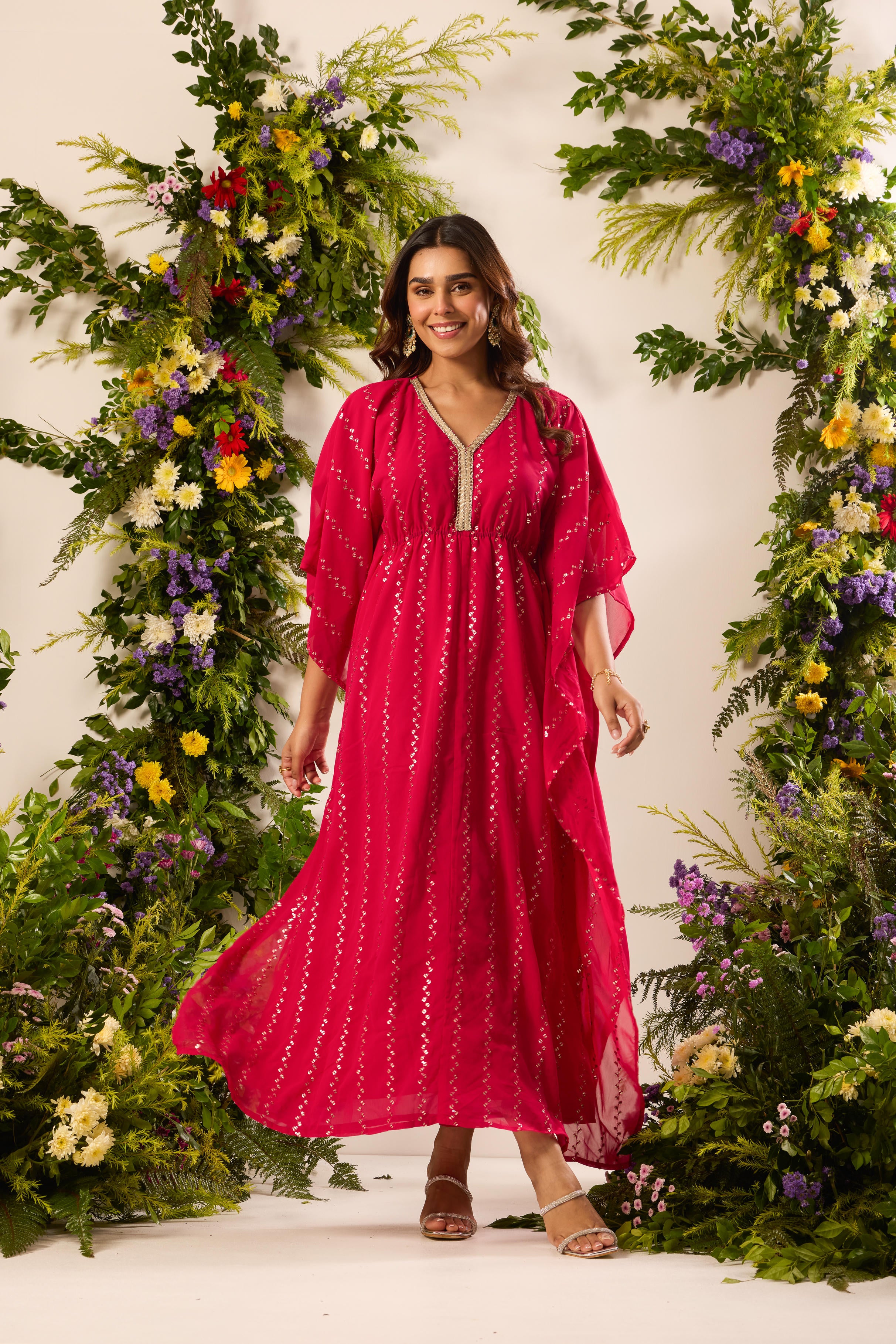 Mastaani Rani Pink Embroidered Kaftan
