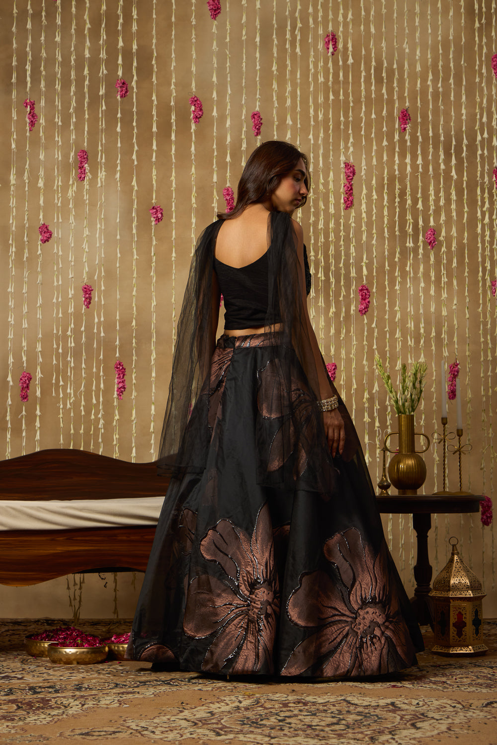 Jhoom Noir Floral Lehenga Set
