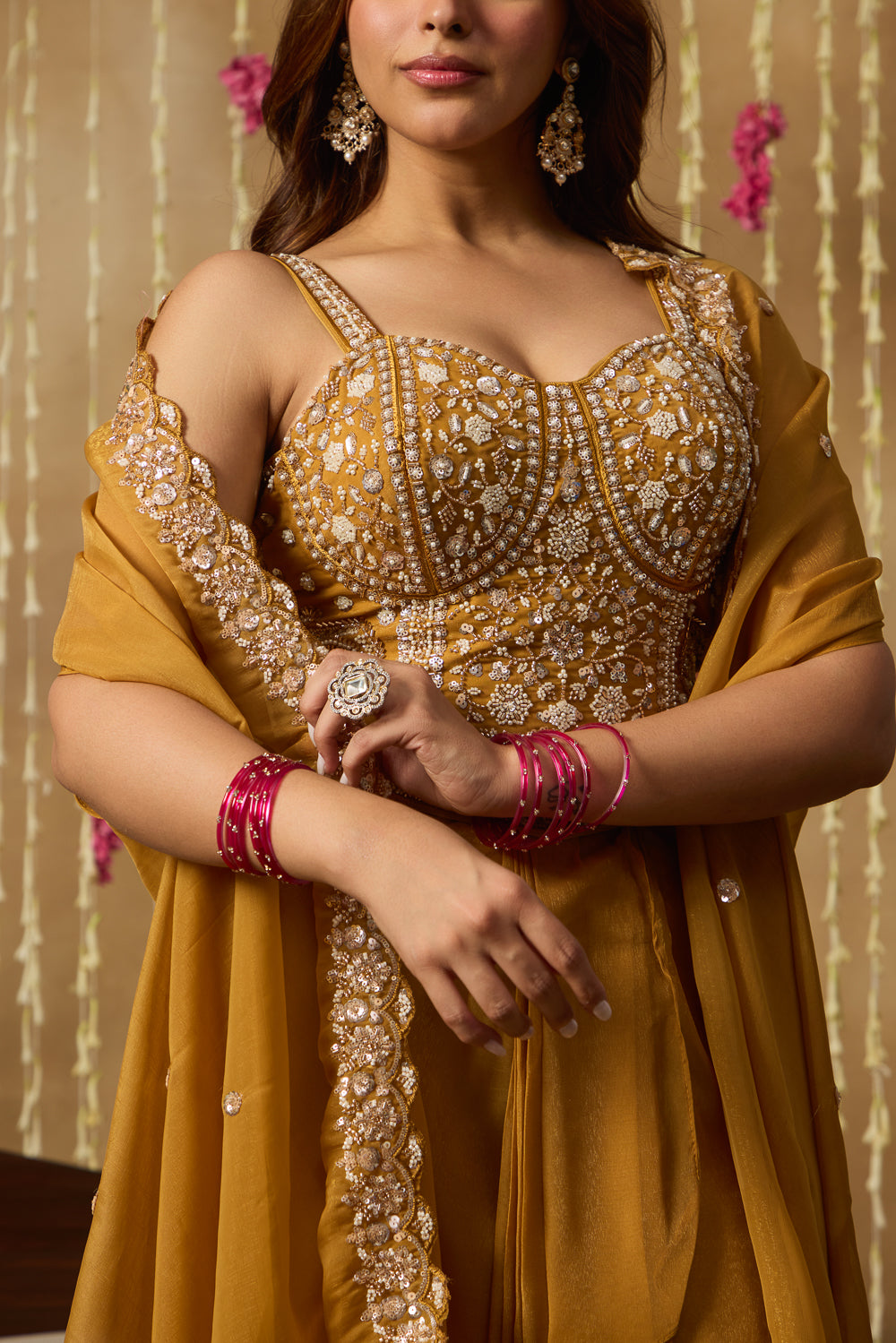 Jhoom Amber Mirror Cape Set