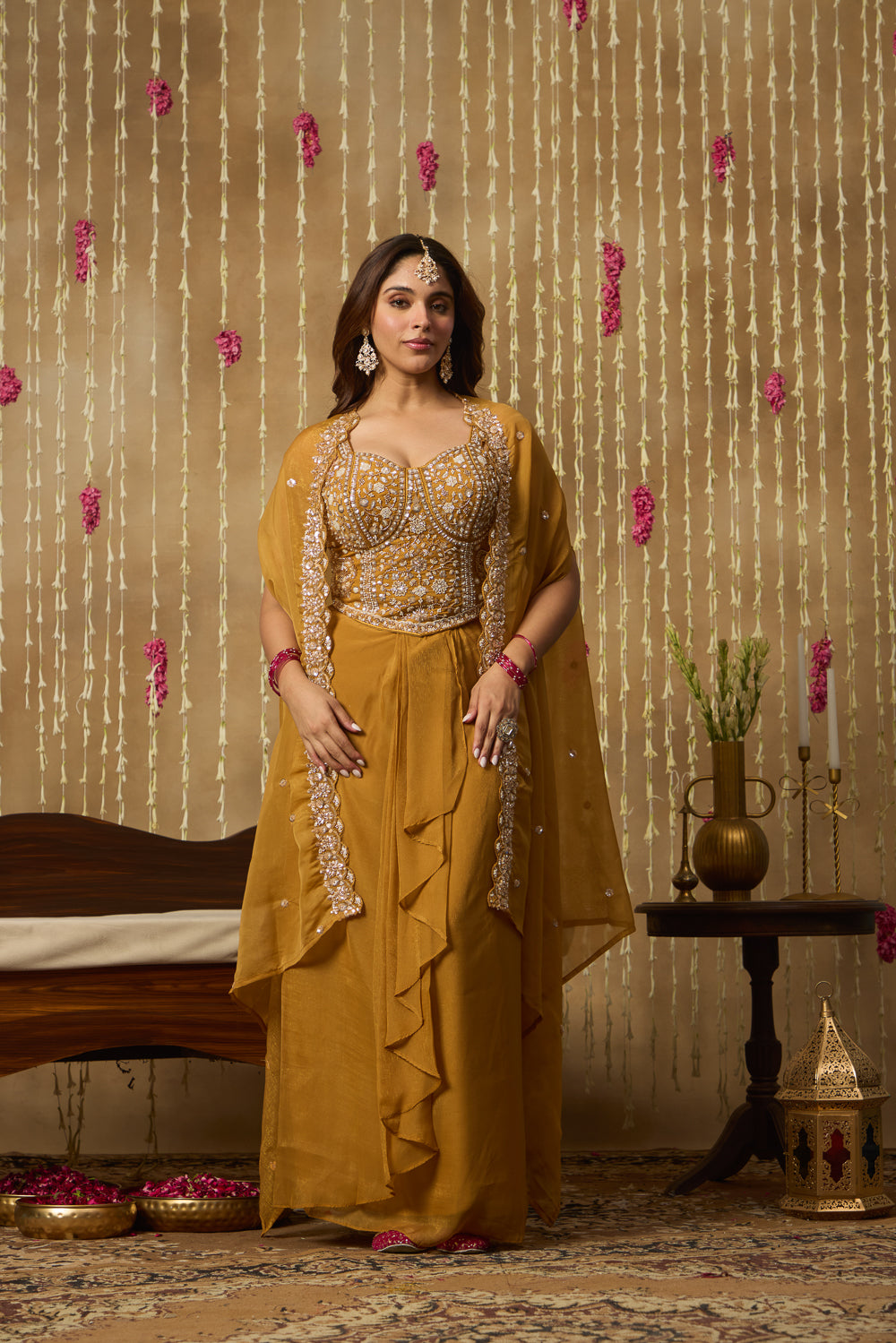 Jhoom Amber Mirror Cape Set