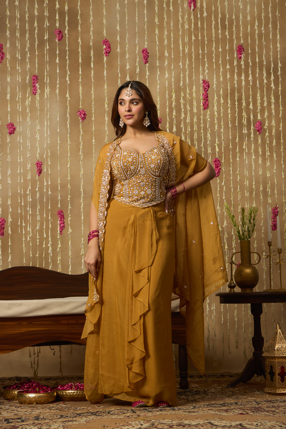 Jhoom Amber Mirror Cape Set