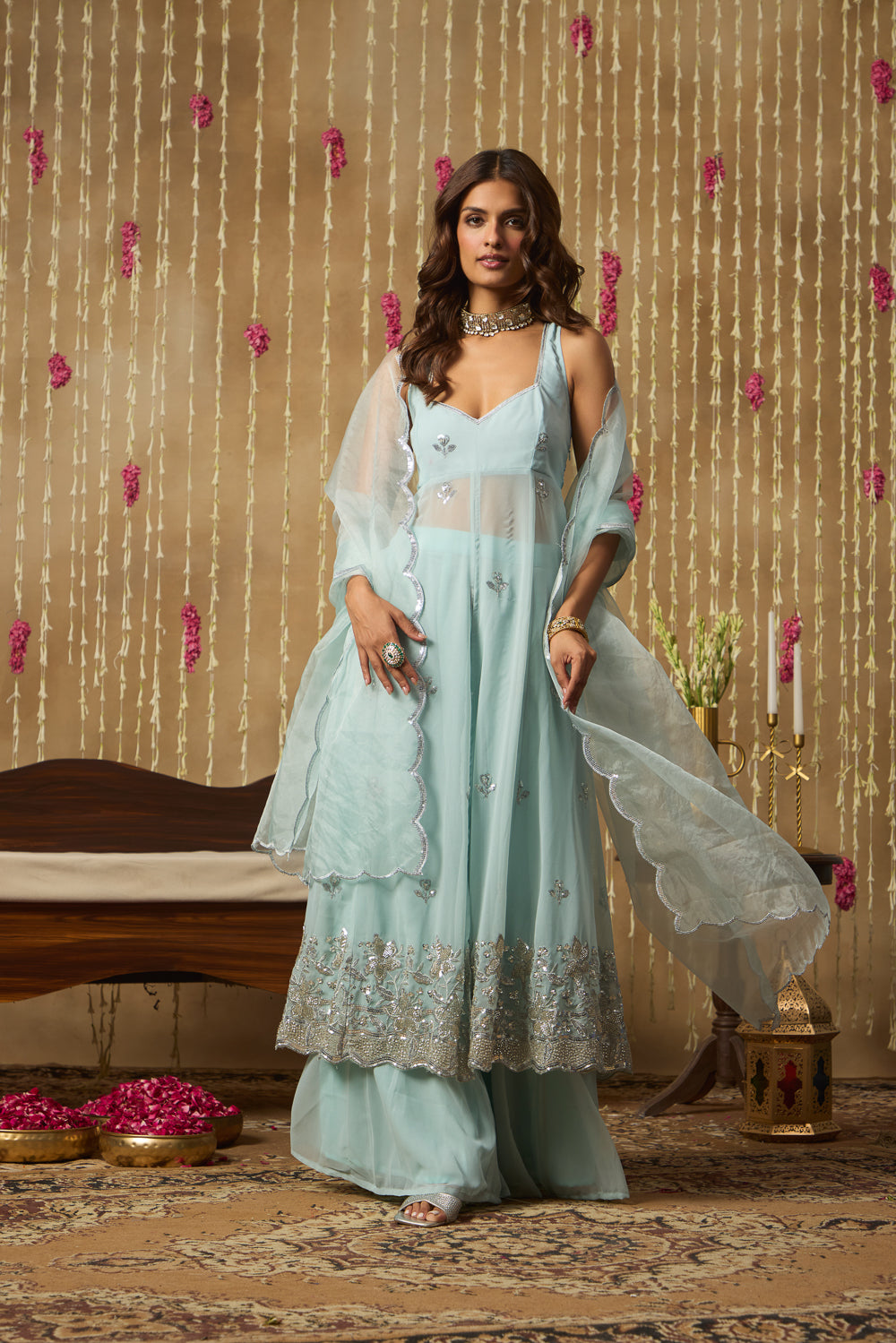 Jhoom Powder Blue Anarkali Set