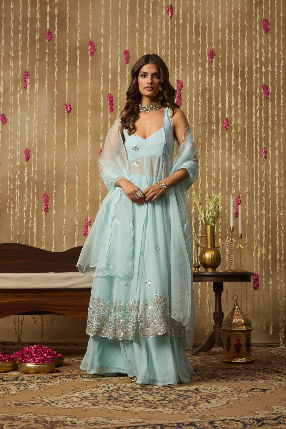 Jhoom Powder Blue Anarkali Set