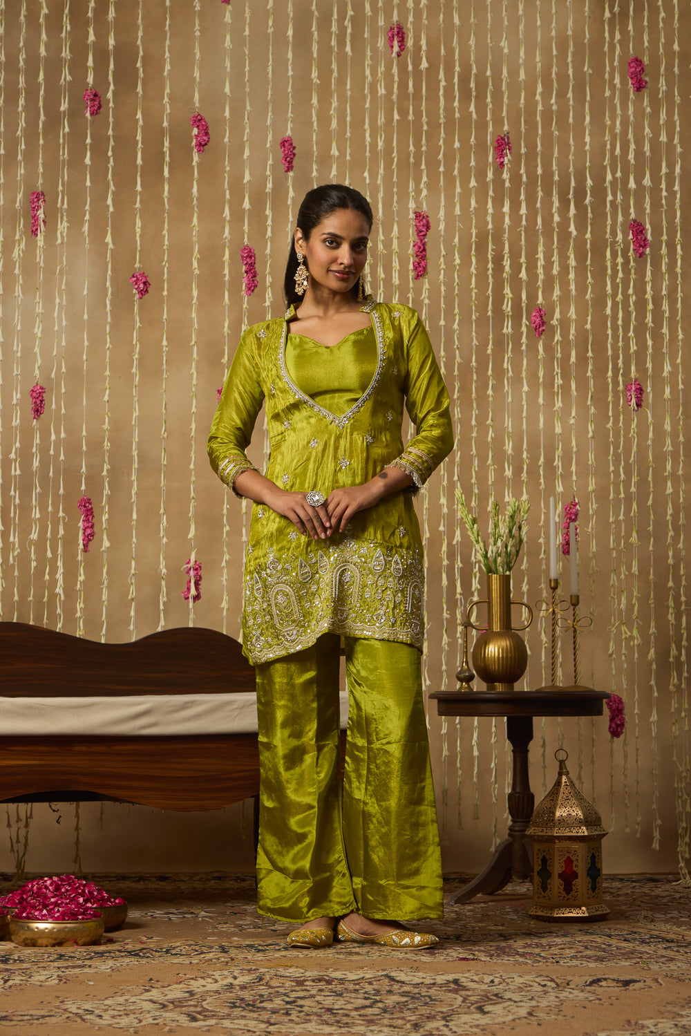 Jhoom Lime Embroidered Kurta Set