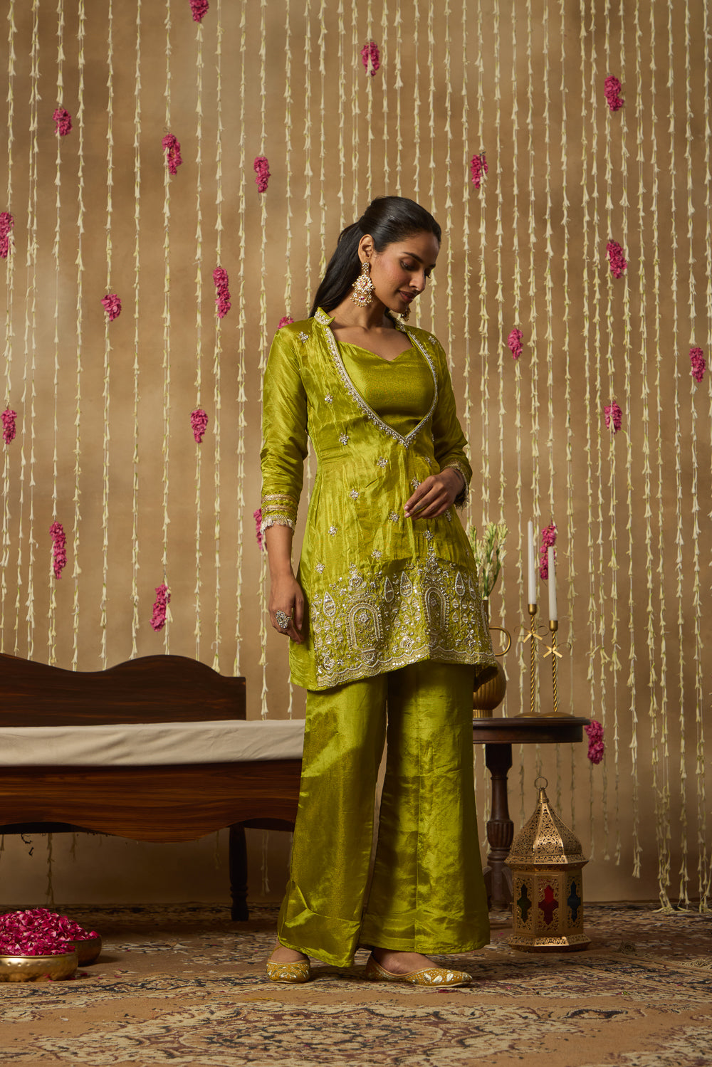Jhoom Lime Embroidered Kurta Set
