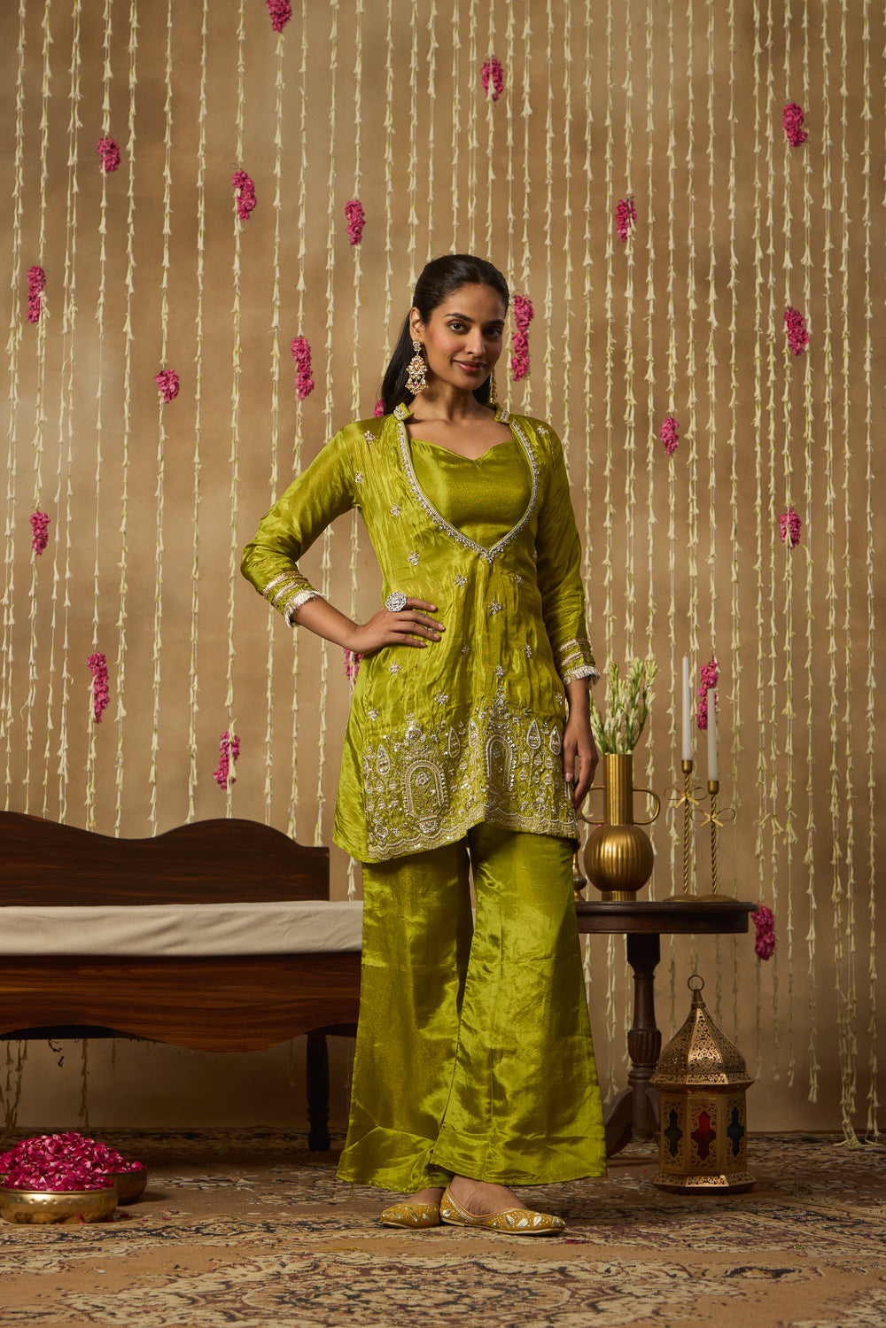 Jhoom Lime Embroidered Kurta Set