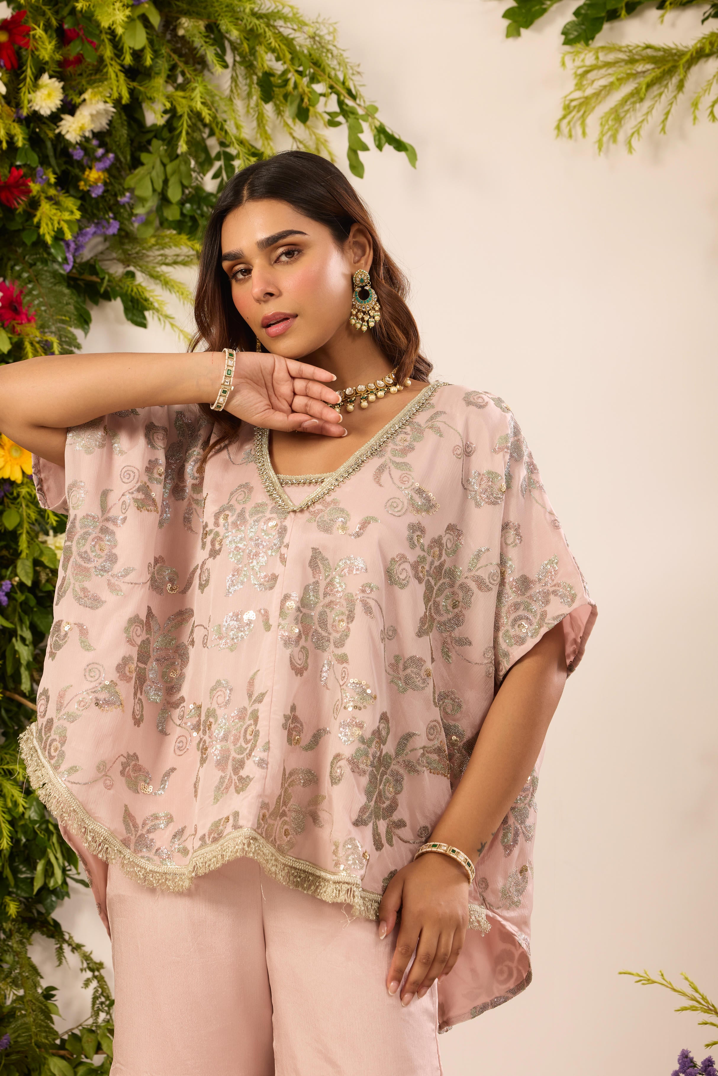 Mastaani Blush Bloom Sharara Set