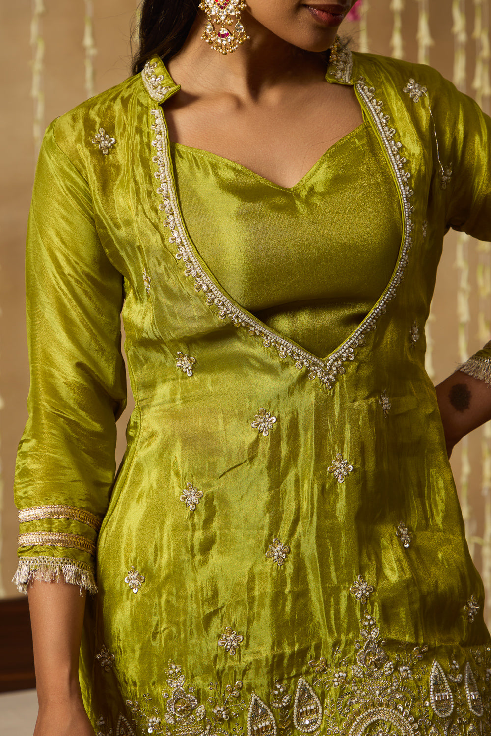 Jhoom Lime Embroidered Kurta Set