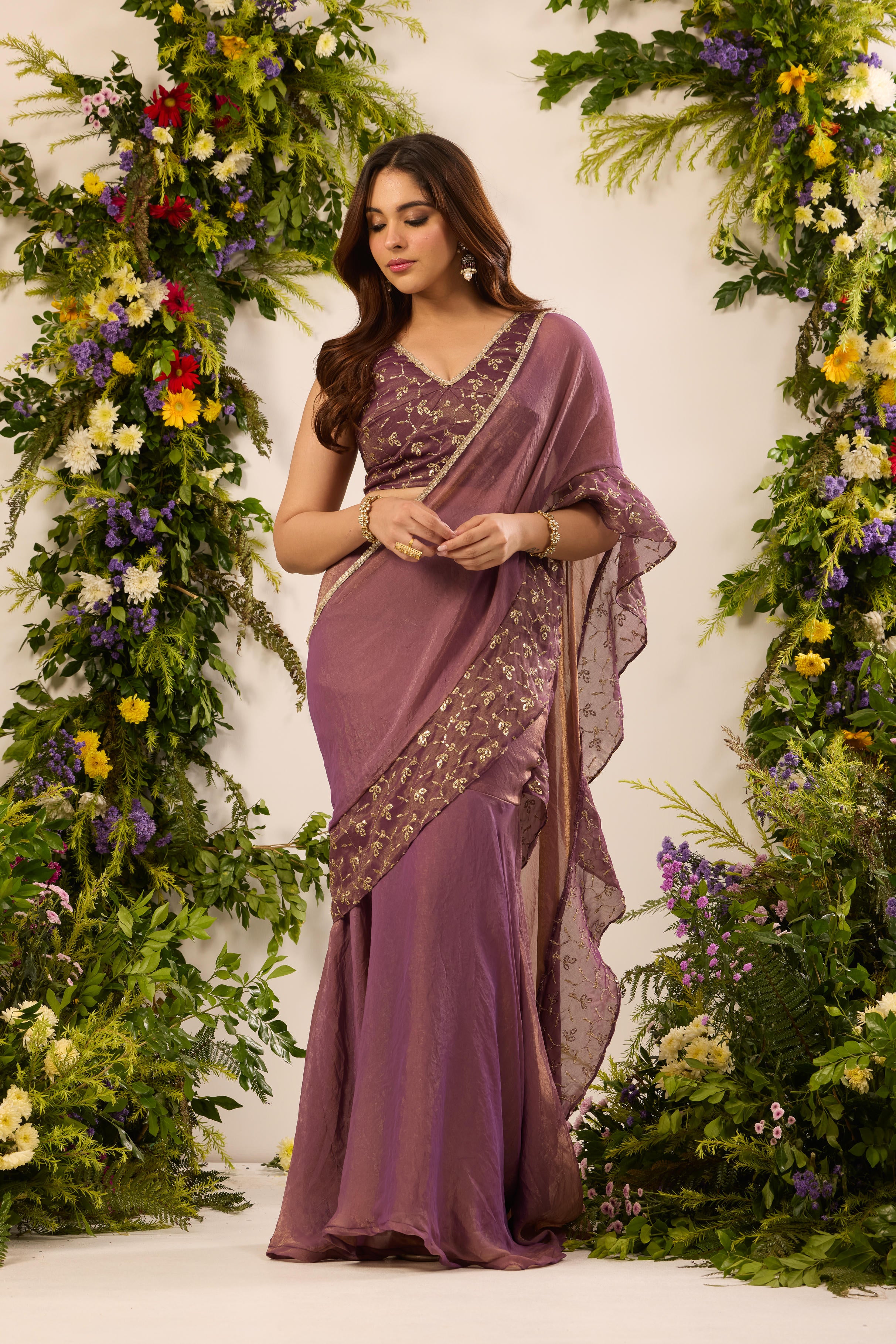 Mastaani Berry Bloom Saree Set