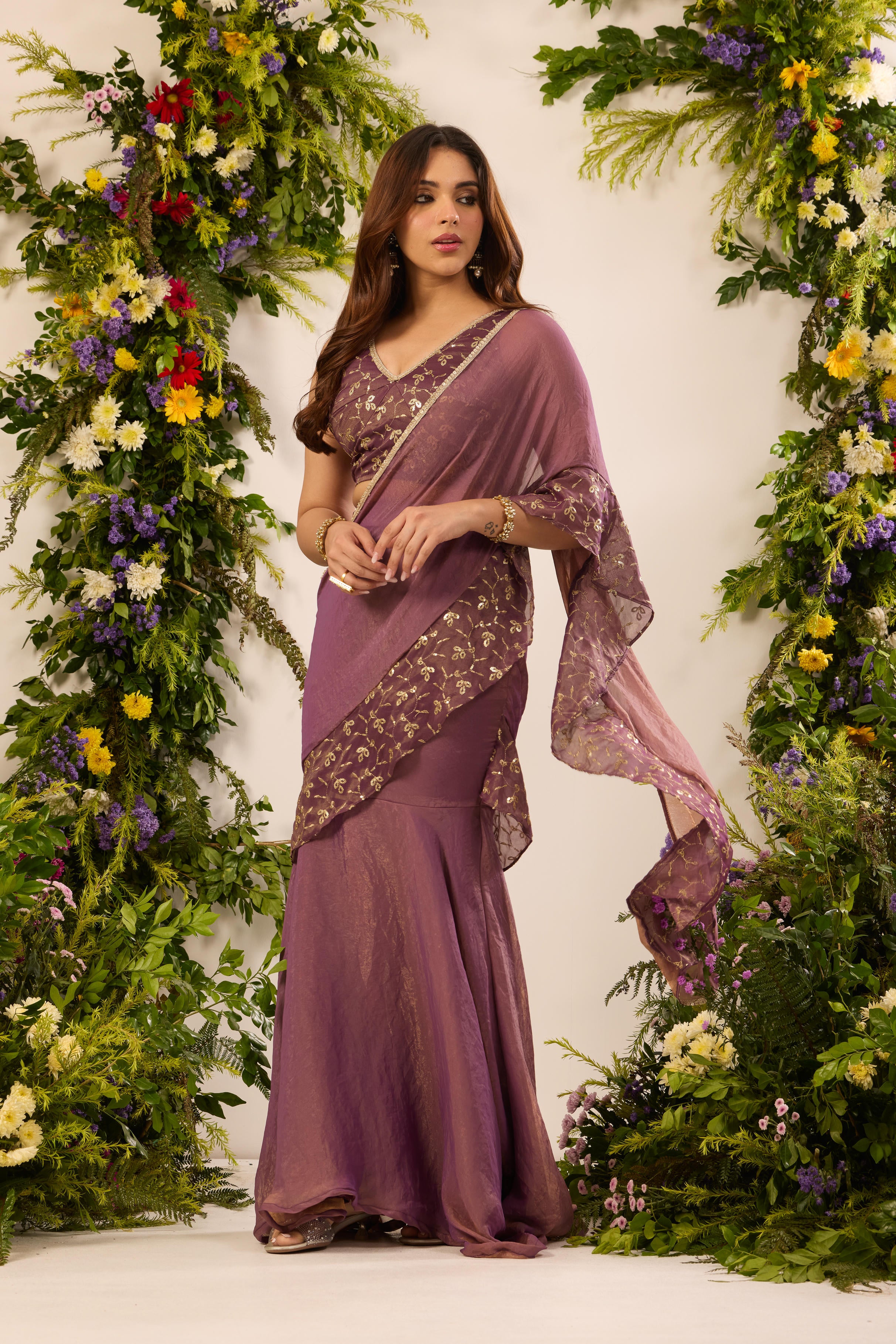 Mastaani Berry Bloom Saree Set