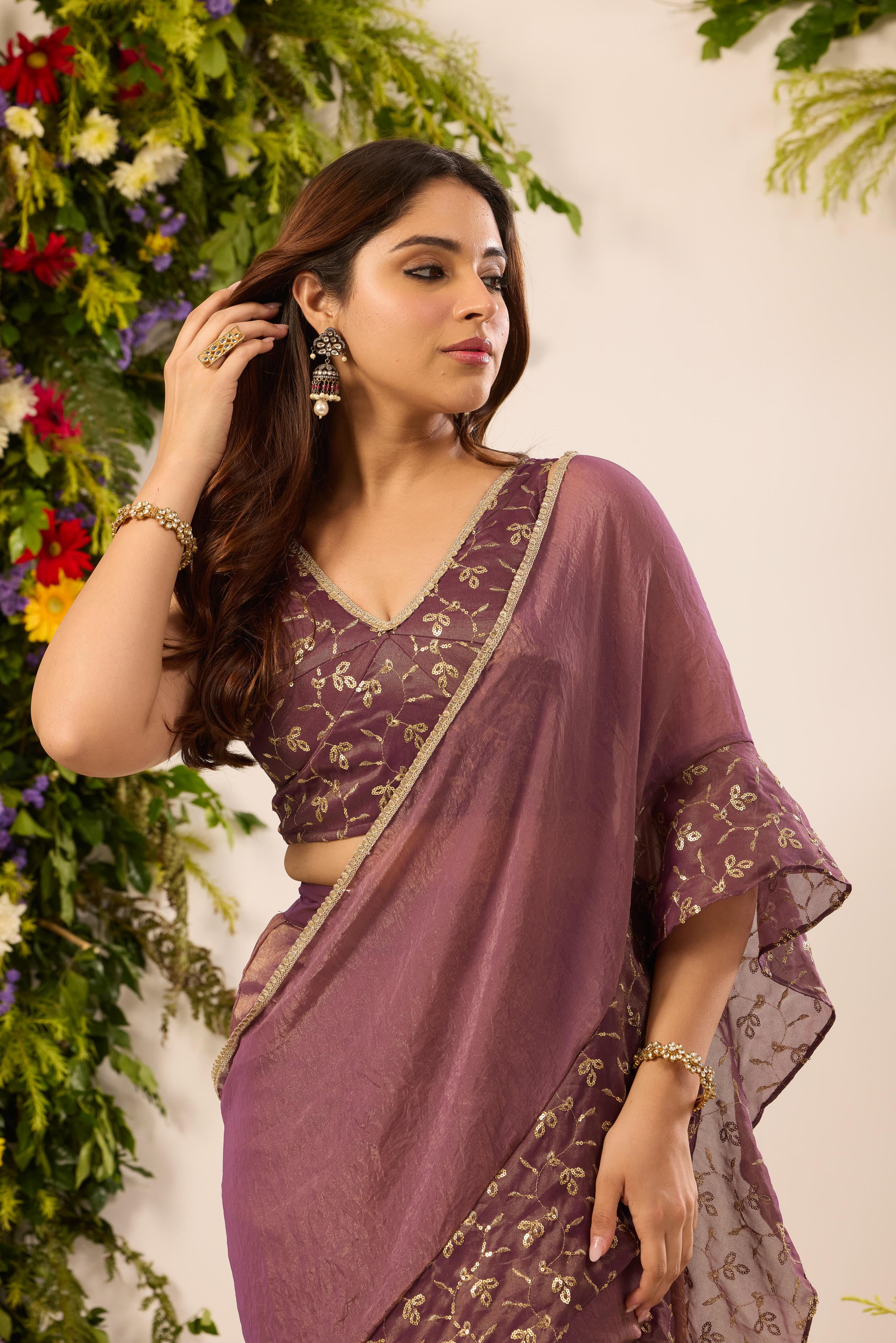 Mastaani Berry Bloom Saree Set