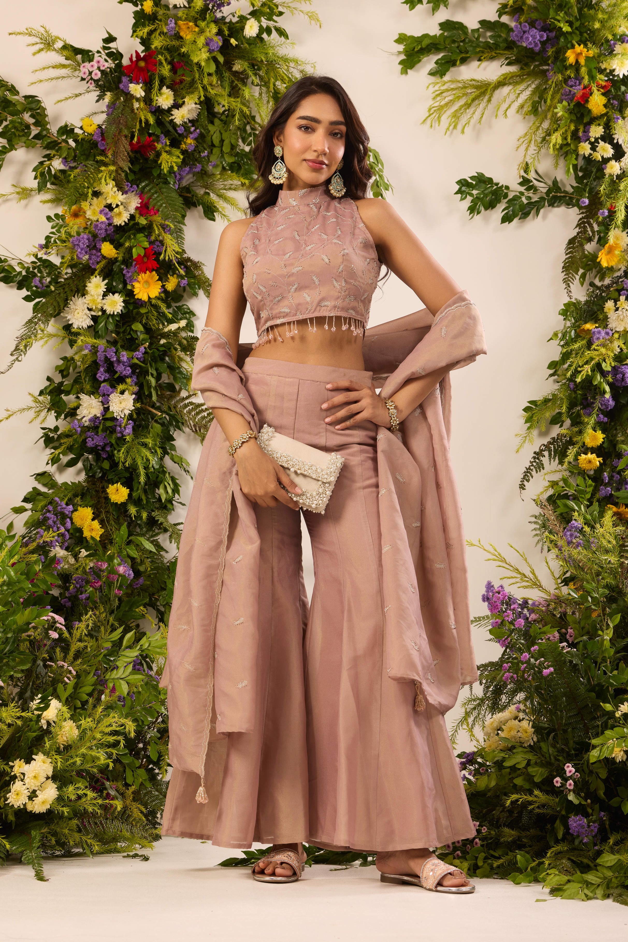 Mastaani Dusty Rose Sharara Set