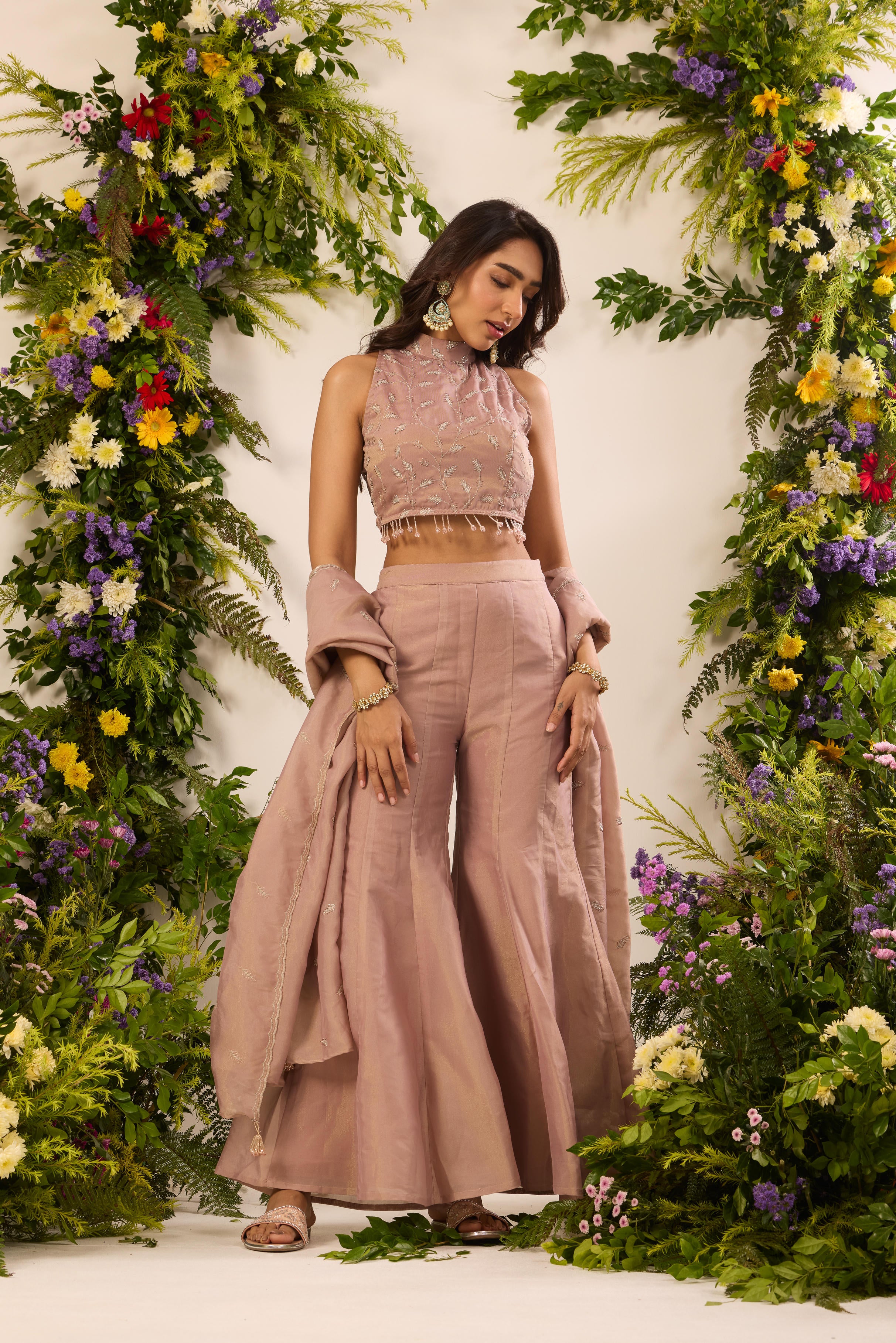 Mastaani Dusty Rose Sharara Set