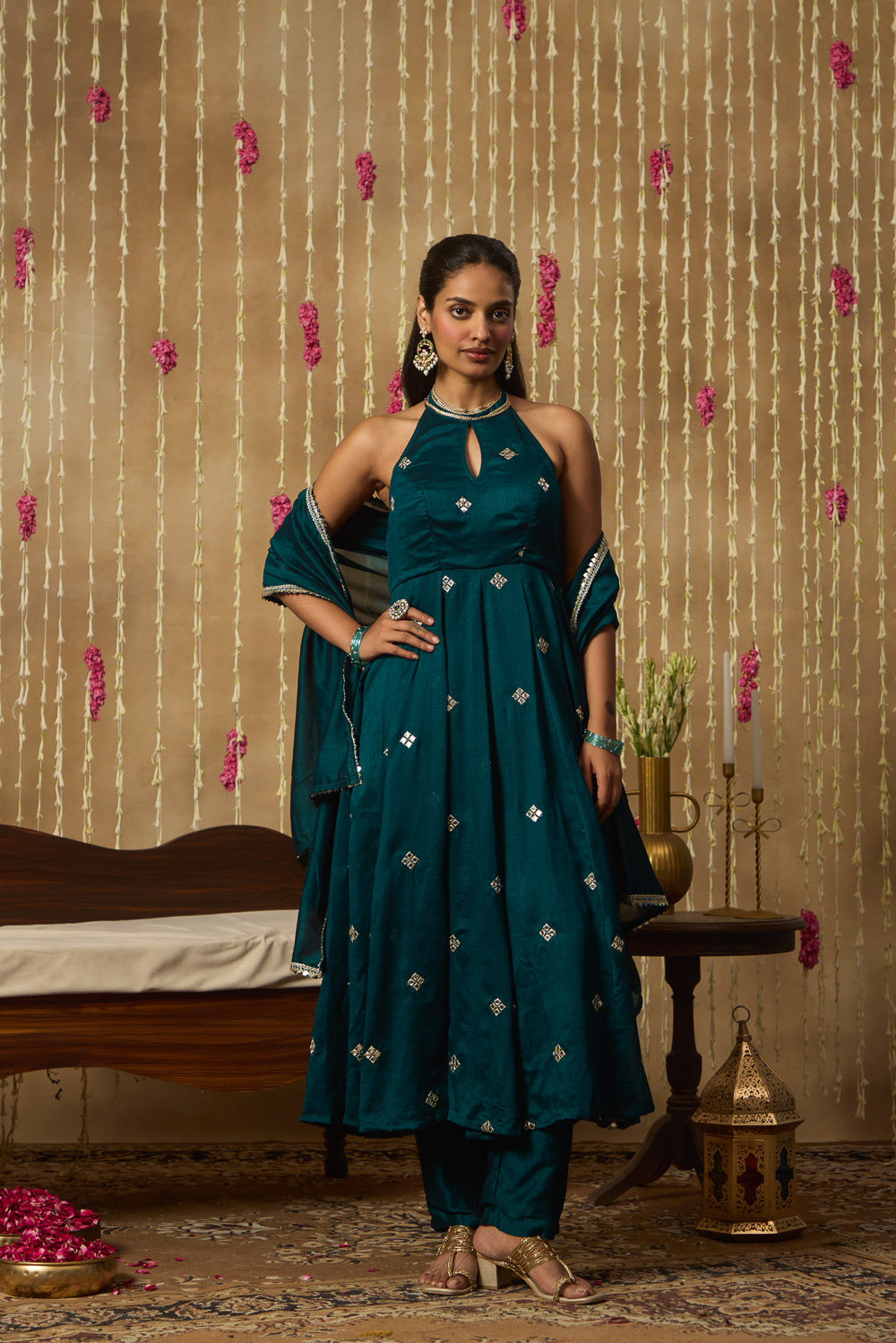 Jhoom Emerald Halter Anarkali Set