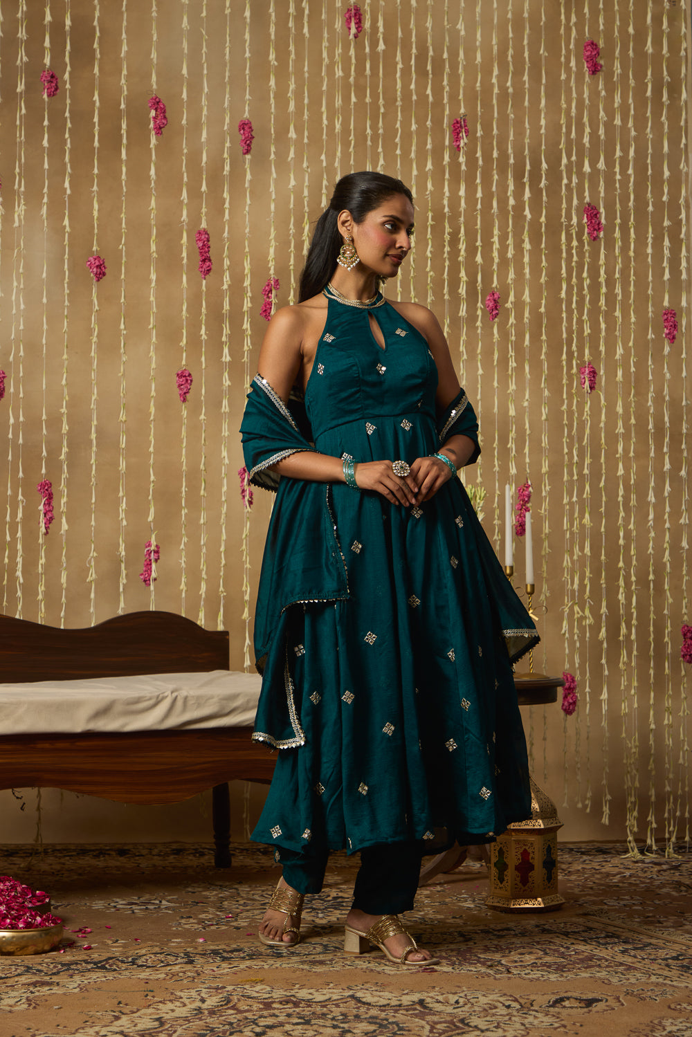 Jhoom Emerald Halter Anarkali Set