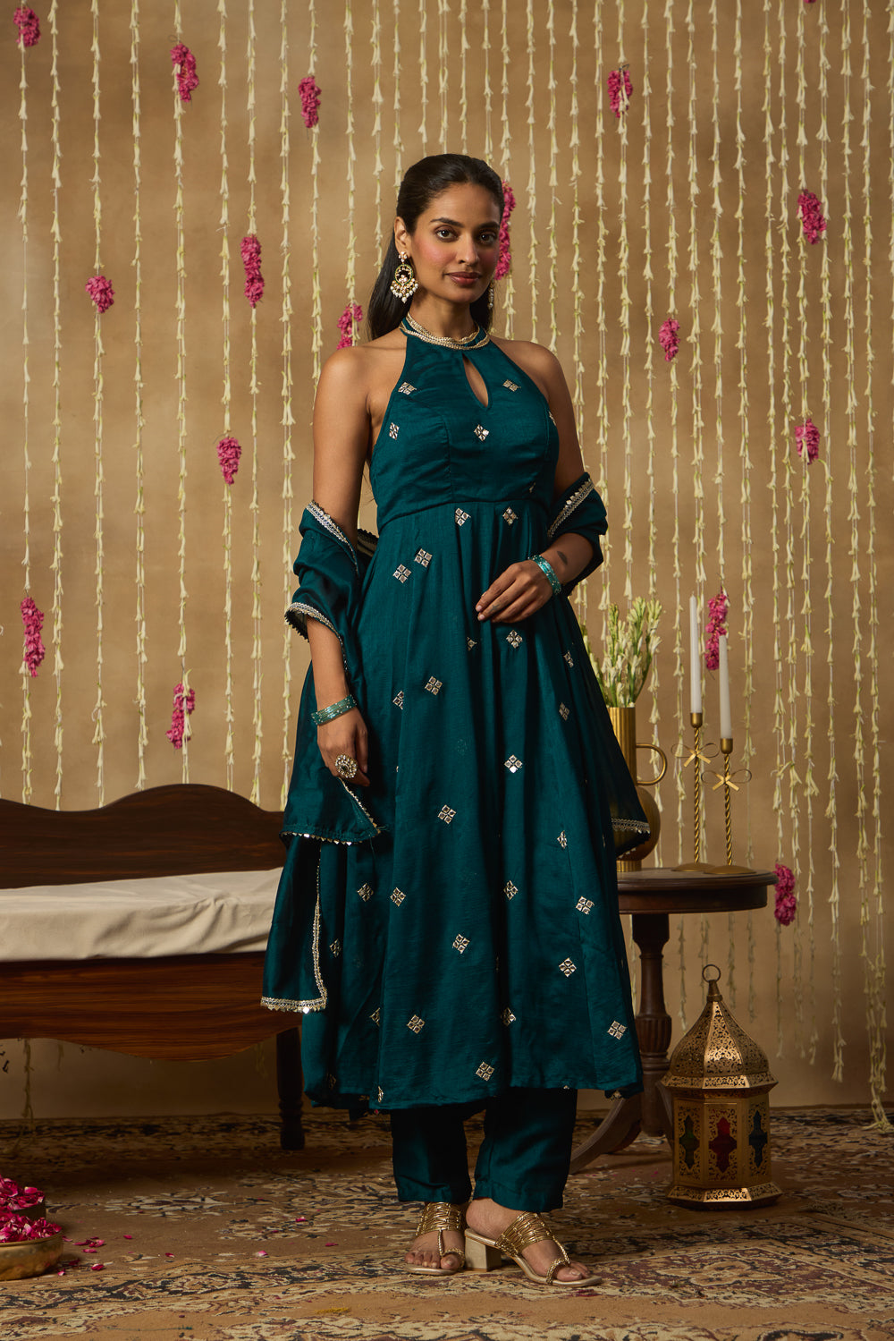 Jhoom Emerald Halter Anarkali Set