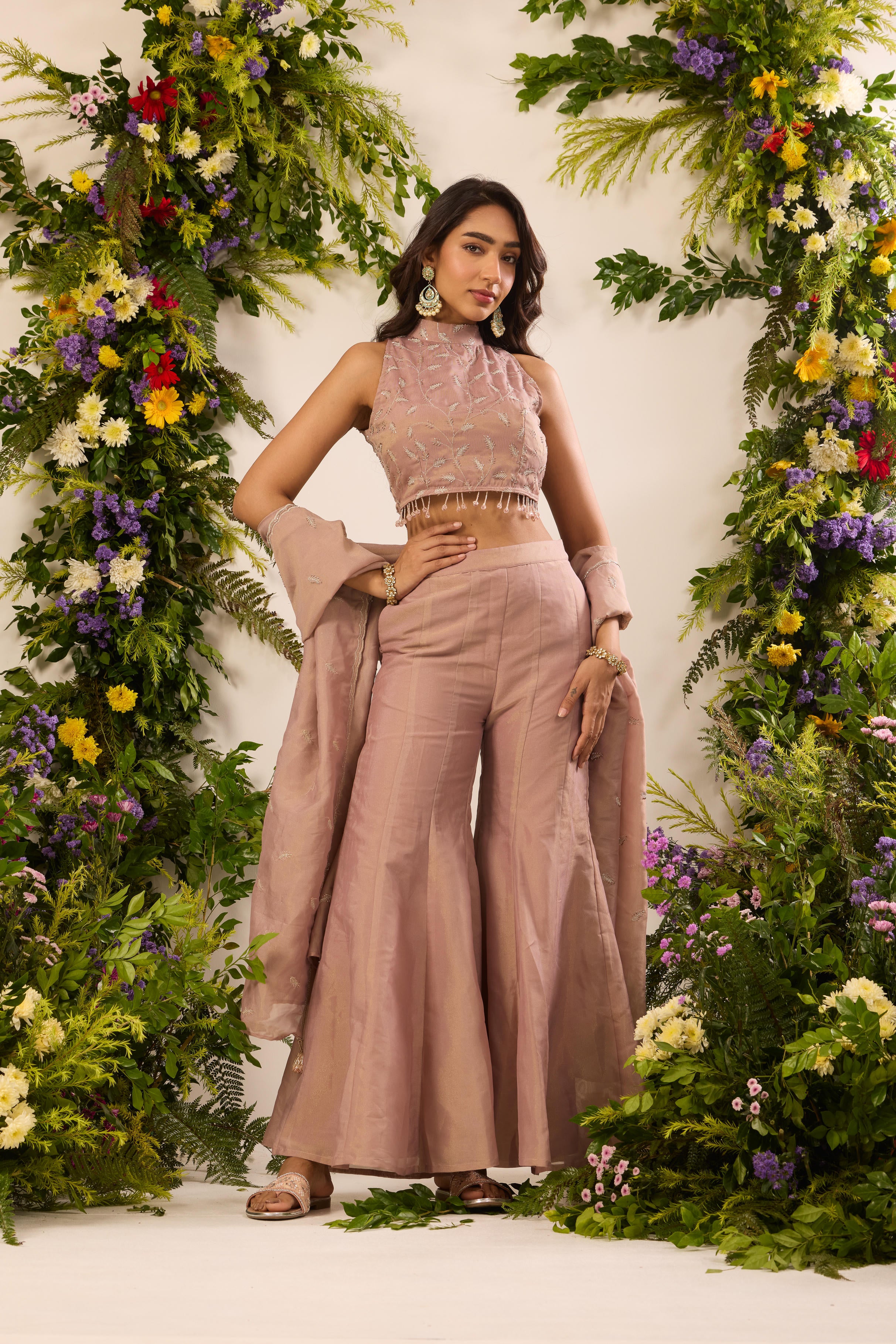 Mastaani Dusty Rose Sharara Set
